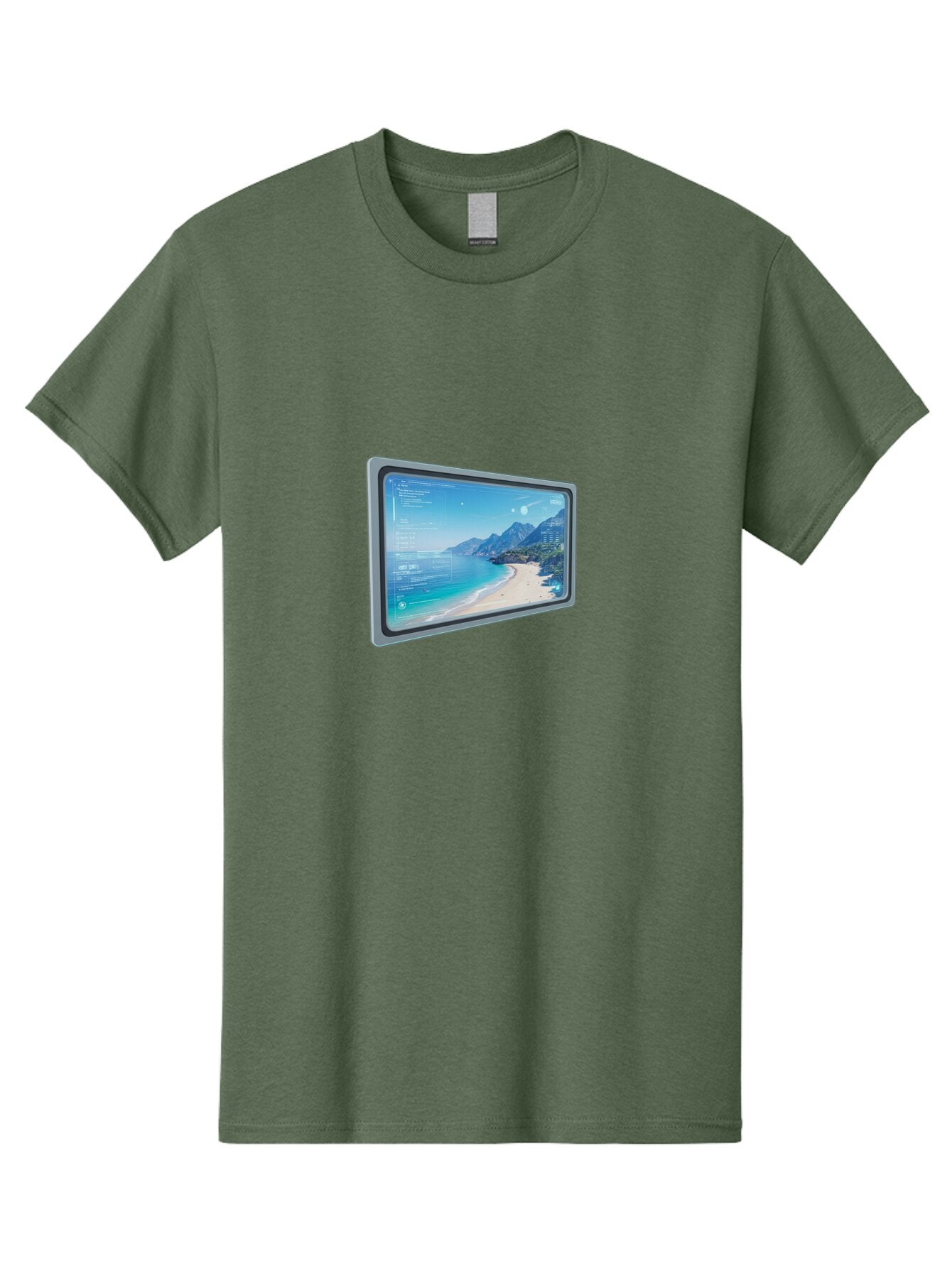 Beach-Landscape-Monitor Men'S Graphic Tee, 100% Cotton, Comfortable Casual Summer Wear, Machine Washable, Vintage Camera, Old Camera, Antique Camera, Black Camera, Classic Photography, Photography Equipment, Nostalgic Device, Film Camera, Bap126 15