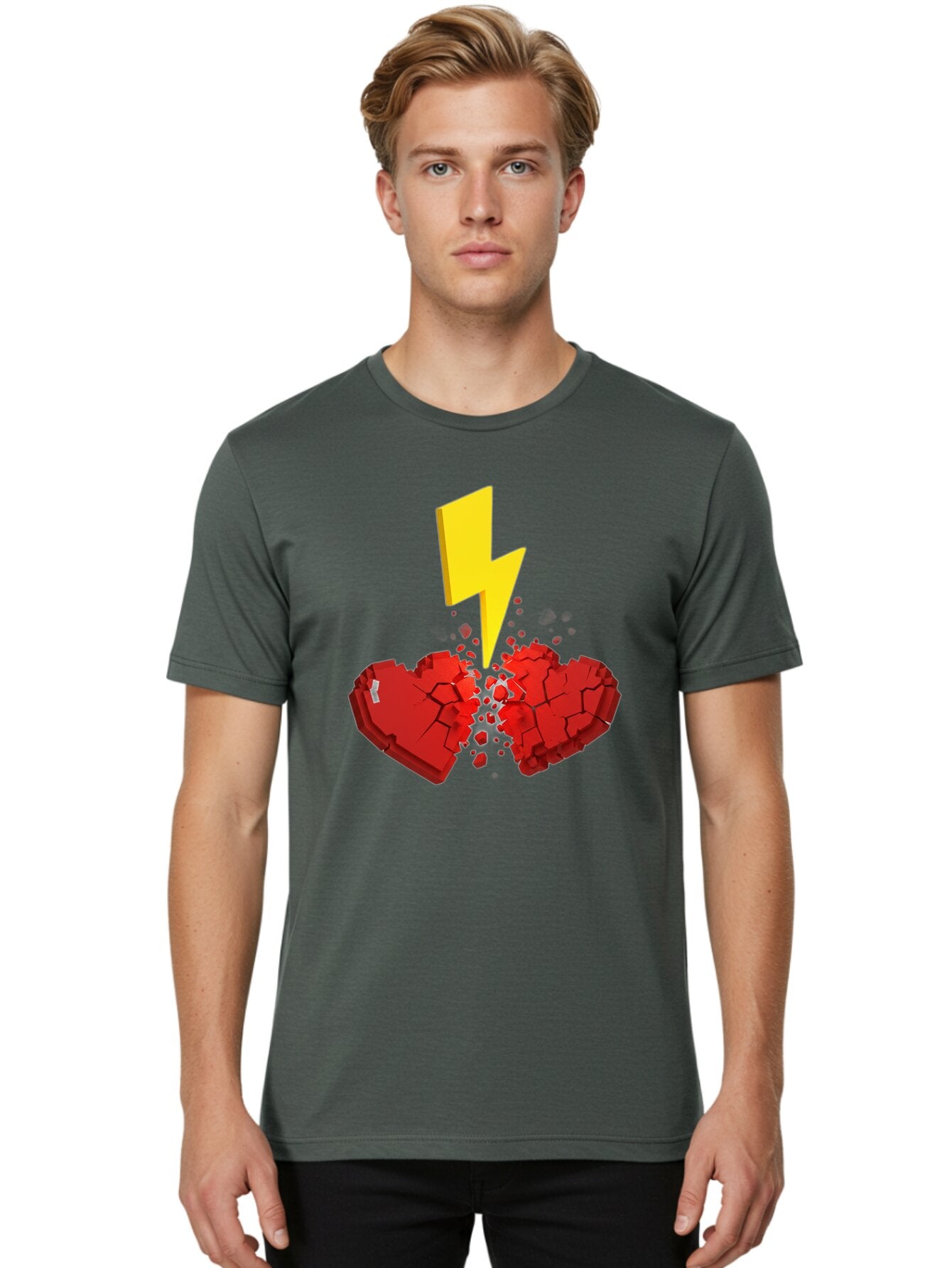 Broken-Heart-With-Lightning Men'S Graphic Tee, 100% Cotton, Comfortable Casual Summer Wear, Machine Washable, Vintage Camera, Old Camera, Antique Camera, Black Camera, Classic Photography, Photography Equipment, Nostalgic Device, Film Camera, Bap154 17