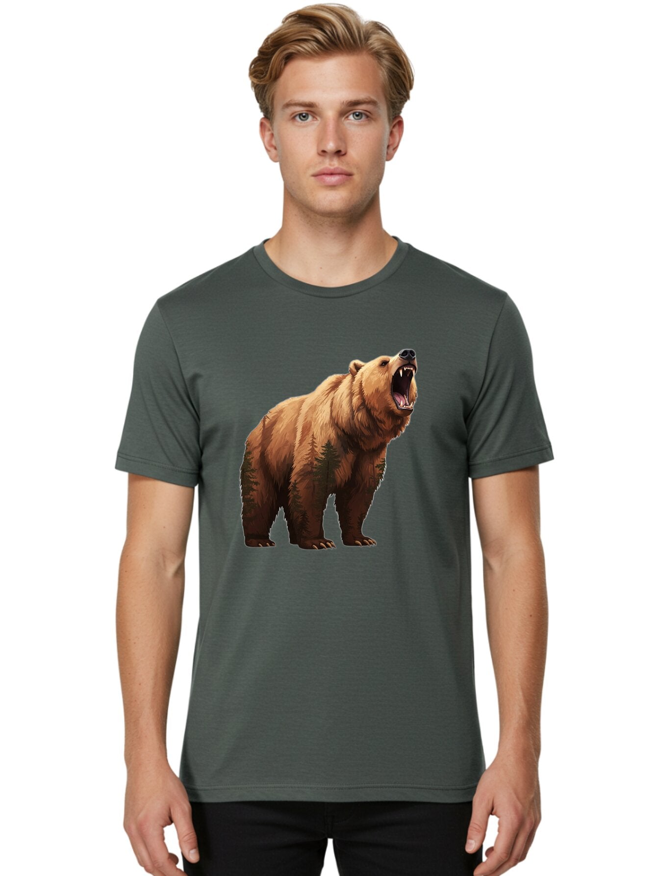 Brown-Bear-Roaring Men'S Graphic Tee, 100% Cotton, Comfortable Casual Summer Wear, Machine Washable, Vintage Camera, Old Camera, Antique Camera, Black Camera, Classic Photography, Photography Equipment, Nostalgic Device, Film Camera, Bap157 23