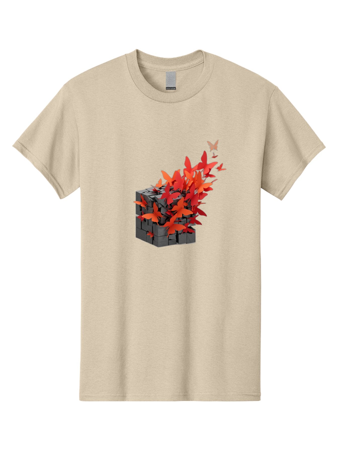 Butterflies-Emerging-From-Brick-Cube Men'S Graphic Tee, 100% Cotton, Comfortable Casual Summer Wear, Machine Washable, Vintage Camera, Old Camera, Antique Camera, Black Camera, Classic Photography, Photography Equipment, Nostalgic Device, Bap184 6