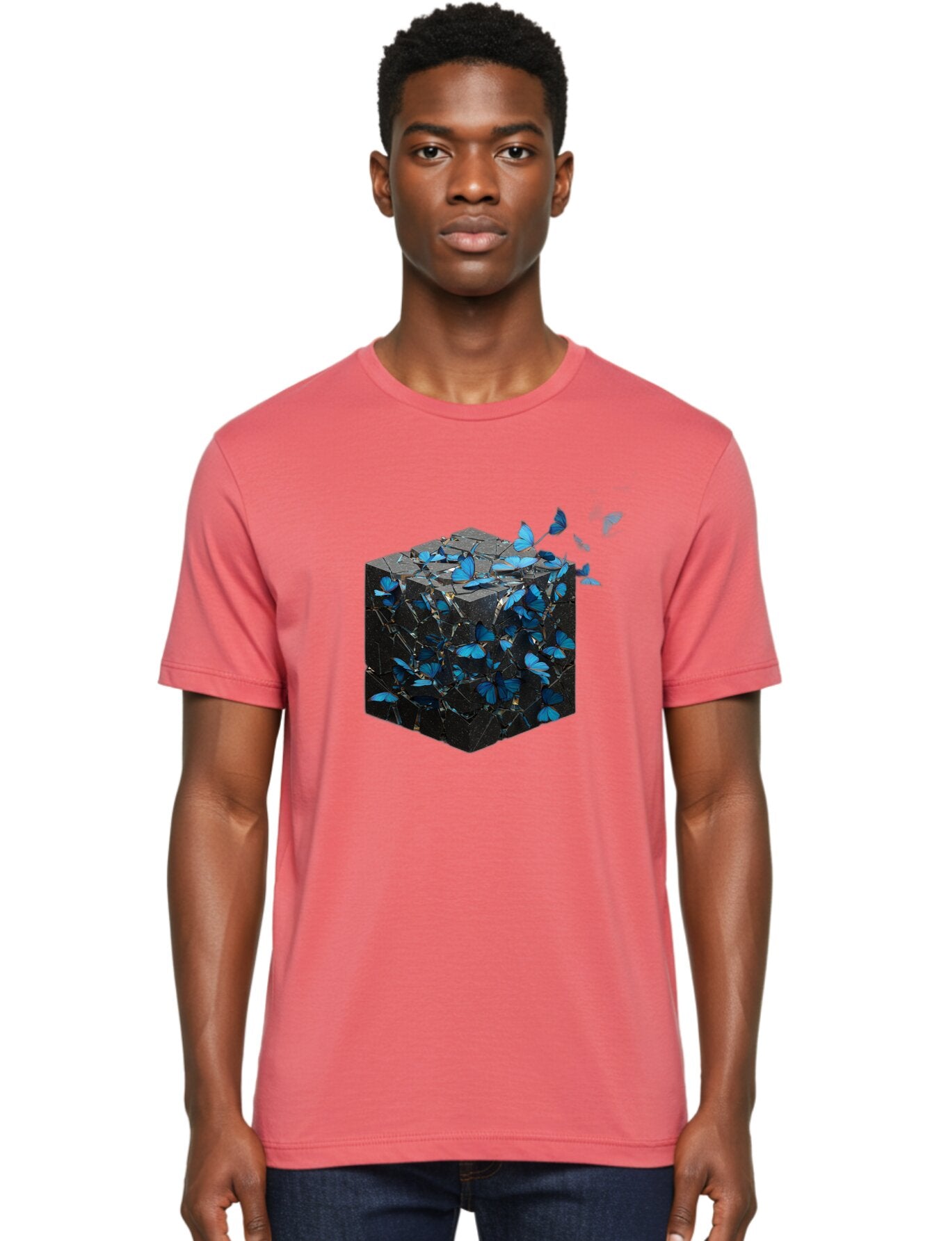 Butterflies-Emerging-From-Cube Men'S Graphic Tee, 100% Cotton, Comfortable Casual Summer Wear, Machine Washable, Vintage Camera, Old Camera, Antique Camera, Black Camera, Classic Photography, Photography Equipment, Nostalgic Device, Bap185 21