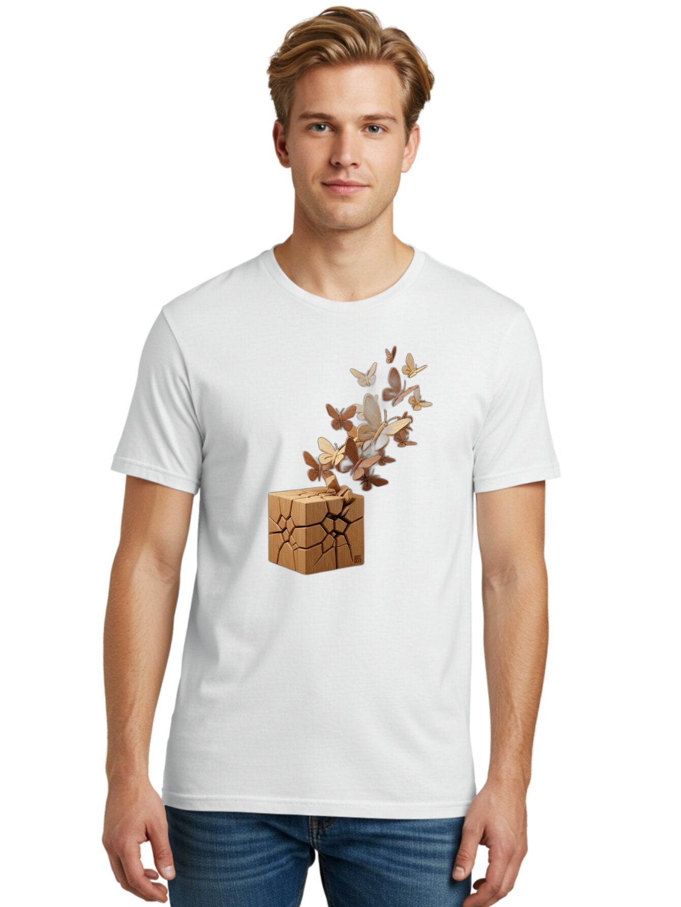 Butterflies-Emerging-From-Wooden-Block Men'S Graphic Tee, 100% Cotton, Comfortable Casual Summer Wear, Machine Washable, Vintage Camera, Old Camera, Antique Camera, Black Camera, Classic Photography, Photography Equipment, Nostalgic Device, Bap187 20
