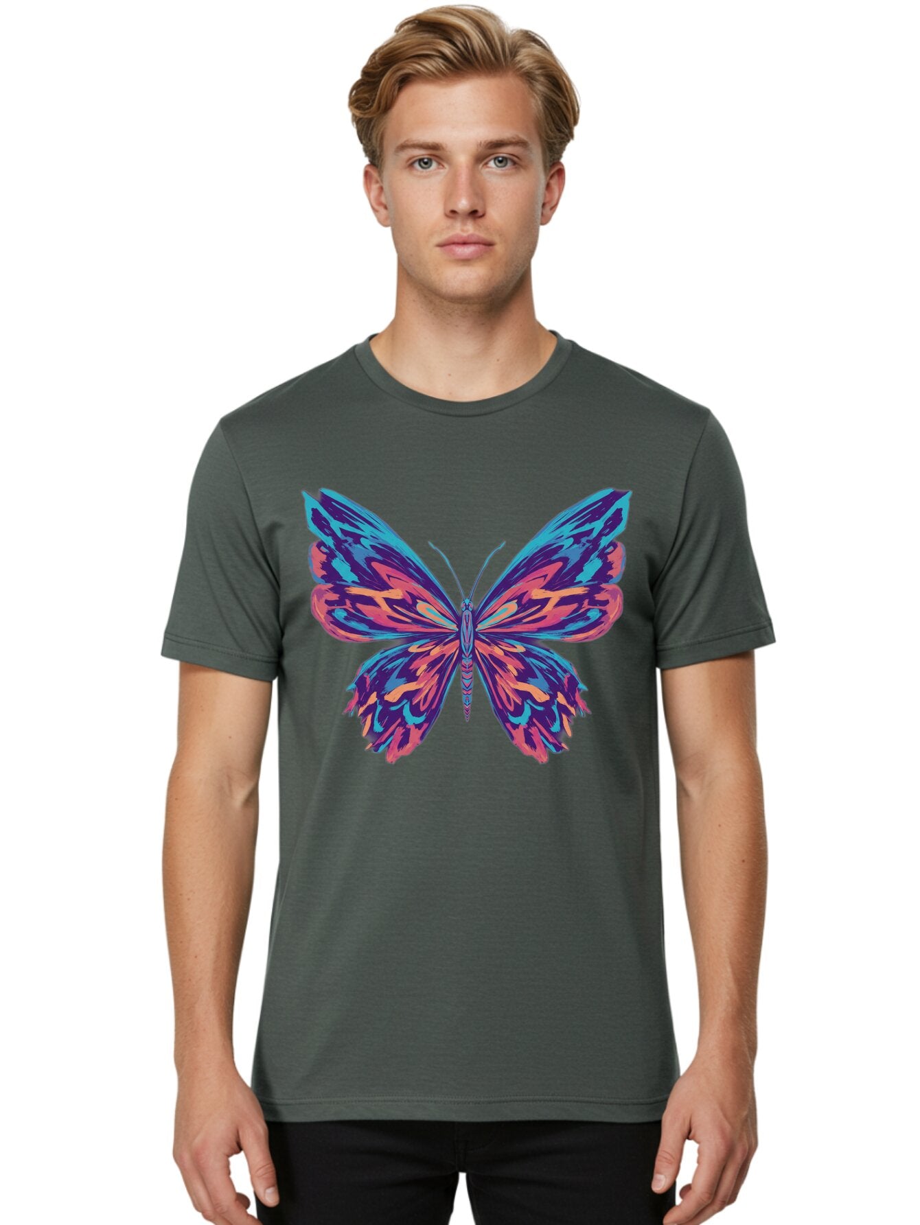 Butterfly-1 Men'S Graphic Tee, 100% Cotton, Comfortable Casual Summer Wear, Machine Washable, Vintage Camera, Old Camera, Antique Camera, Black Camera, Classic Photography, Photography Equipment, Nostalgic Device, Film Camera, Camera Art Bap188 23