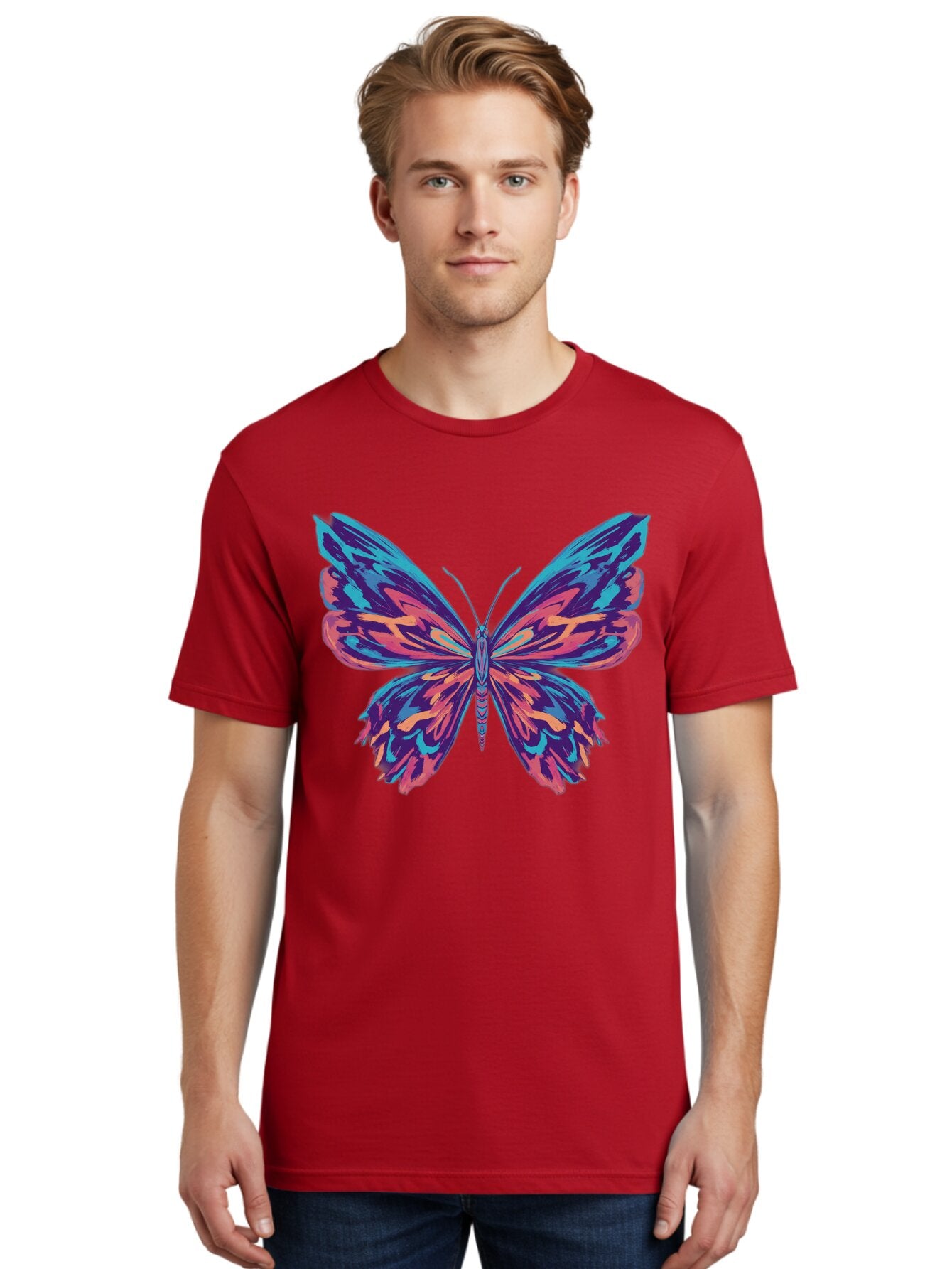 Butterfly-1 Men'S Graphic Tee, 100% Cotton, Comfortable Casual Summer Wear, Machine Washable, Vintage Camera, Old Camera, Antique Camera, Black Camera, Classic Photography, Photography Equipment, Nostalgic Device, Film Camera, Camera Art Bap188 24