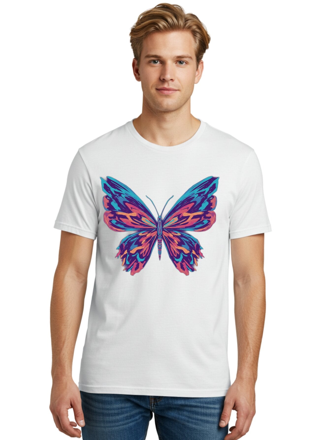 Butterfly-1 Men'S Graphic Tee, 100% Cotton, Comfortable Casual Summer Wear, Machine Washable, Vintage Camera, Old Camera, Antique Camera, Black Camera, Classic Photography, Photography Equipment, Nostalgic Device, Film Camera, Camera Art Bap188 19