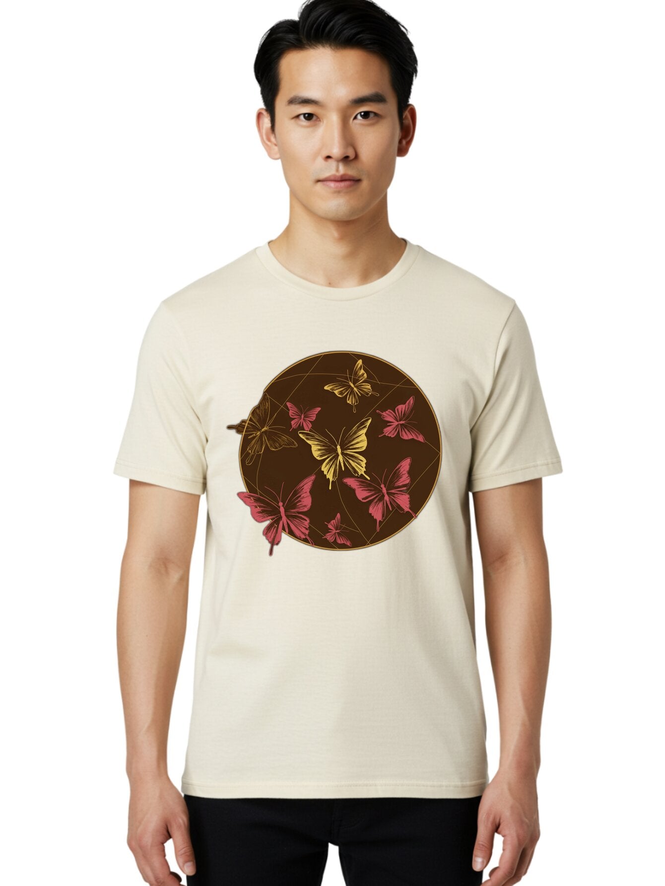 Butterfly-Circle Men'S Graphic Tee, 100% Cotton, Comfortable Casual Summer Wear, Machine Washable, Vintage Camera, Old Camera, Antique Camera, Black Camera, Classic Photography, Photography Equipment, Nostalgic Device, Film Camera, Camera Art Bap189 20