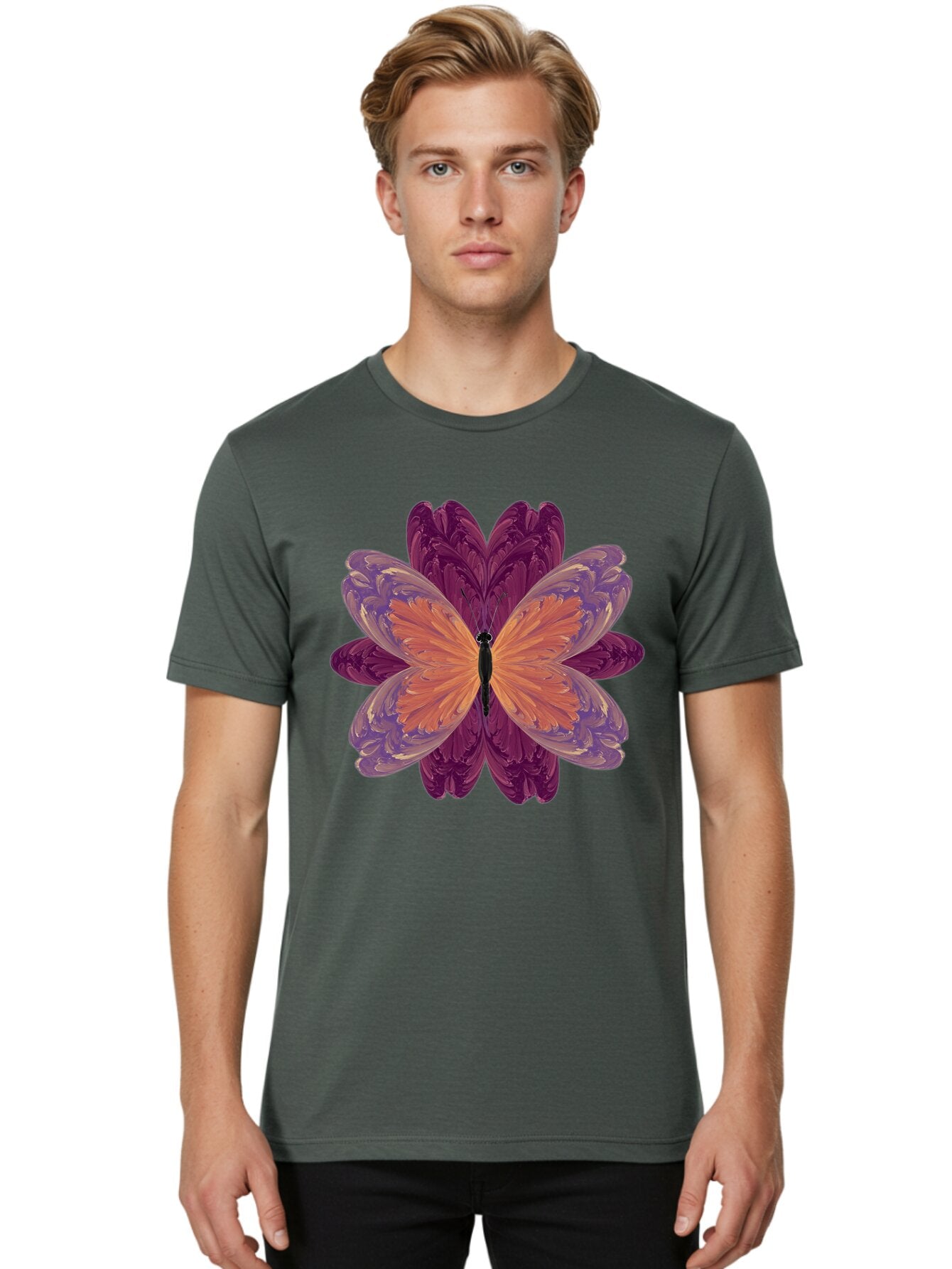 Butterfly-Flower-1 Men'S Graphic Tee, 100% Cotton, Comfortable Casual Summer Wear, Machine Washable, Vintage Camera, Old Camera, Antique Camera, Black Camera, Classic Photography, Photography Equipment, Nostalgic Device, Film Camera, Bap190 19