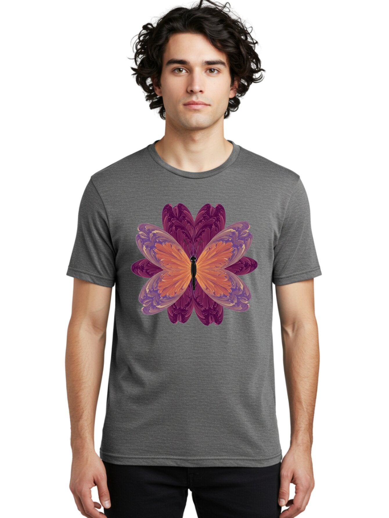 Butterfly-Flower-1 Men'S Graphic Tee, 100% Cotton, Comfortable Casual Summer Wear, Machine Washable, Vintage Camera, Old Camera, Antique Camera, Black Camera, Classic Photography, Photography Equipment, Nostalgic Device, Film Camera, Bap190 16