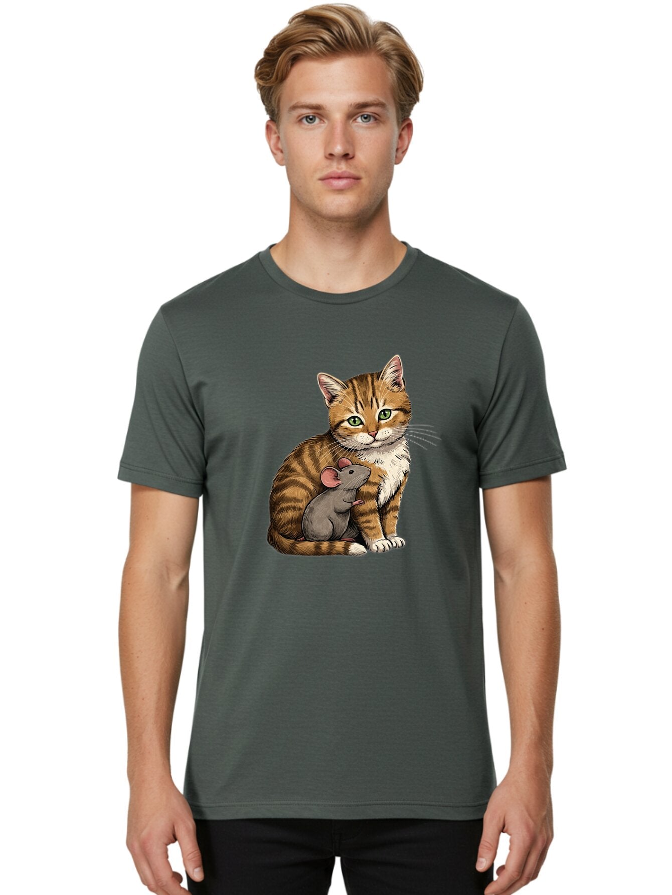 Cat-And-Mouse-4 Men'S Graphic Tee, 100% Cotton, Comfortable Casual Summer Wear, Machine Washable, Vintage Camera, Old Camera, Antique Camera, Black Camera, Classic Photography, Photography Equipment, Nostalgic Device, Film Camera, Camera Art Bap207 20