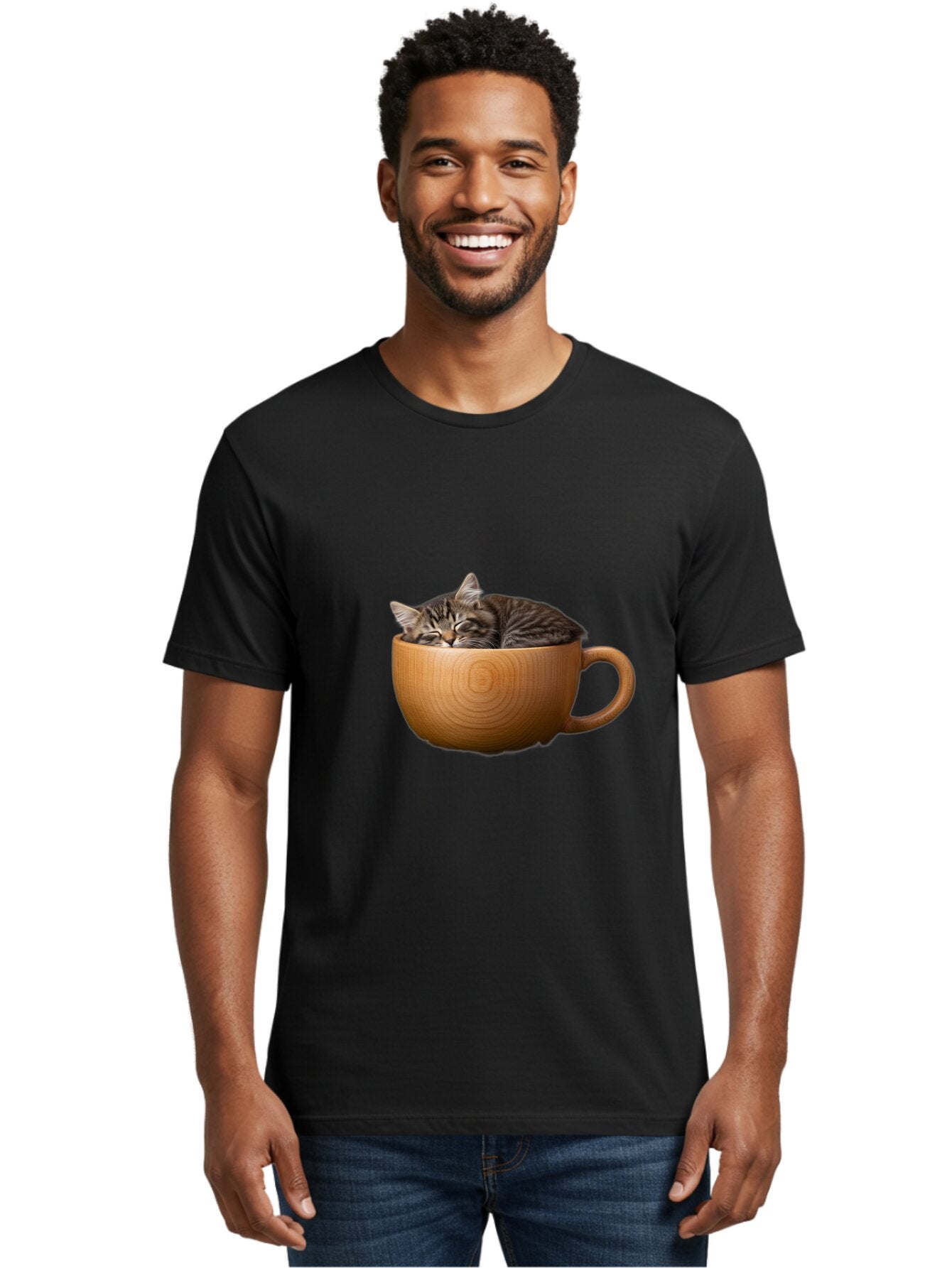 Cat-In-Cup-1 Men'S Graphic Tee, 100% Cotton, Comfortable Casual Summer Wear, Machine Washable, Vintage Camera, Old Camera, Antique Camera, Black Camera, Classic Photography, Photography Equipment, Nostalgic Device, Film Camera, Camera Art Bap213 30
