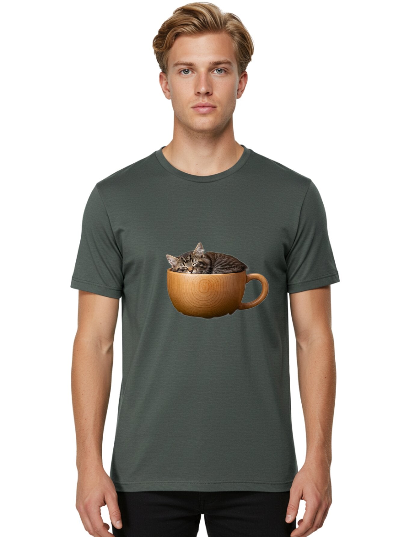 Cat-In-Cup-1 Men'S Graphic Tee, 100% Cotton, Comfortable Casual Summer Wear, Machine Washable, Vintage Camera, Old Camera, Antique Camera, Black Camera, Classic Photography, Photography Equipment, Nostalgic Device, Film Camera, Camera Art Bap213 18