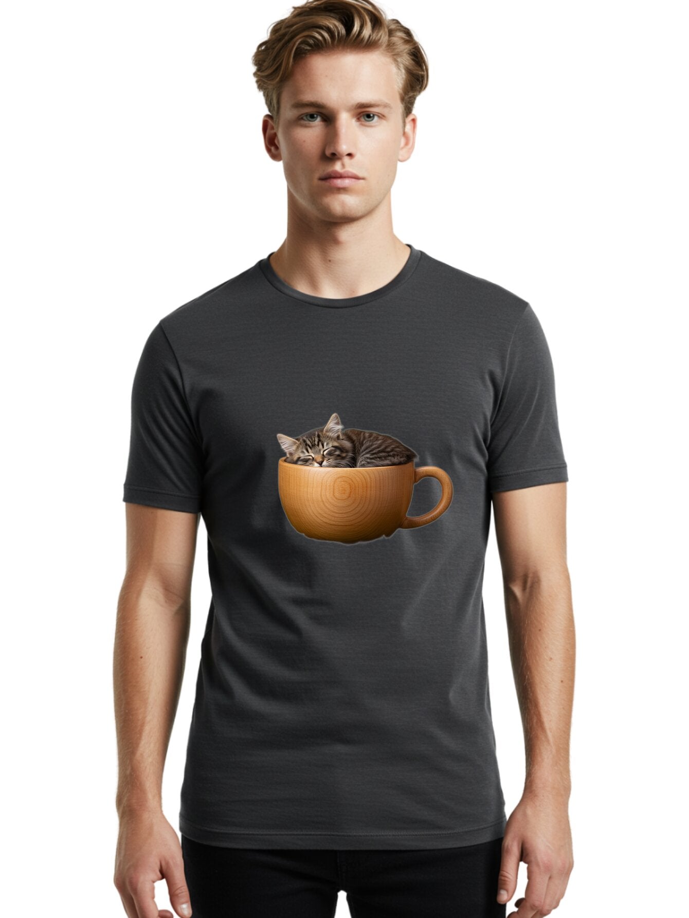 Cat-In-Cup-1 Men'S Graphic Tee, 100% Cotton, Comfortable Casual Summer Wear, Machine Washable, Vintage Camera, Old Camera, Antique Camera, Black Camera, Classic Photography, Photography Equipment, Nostalgic Device, Film Camera, Camera Art Bap213 17