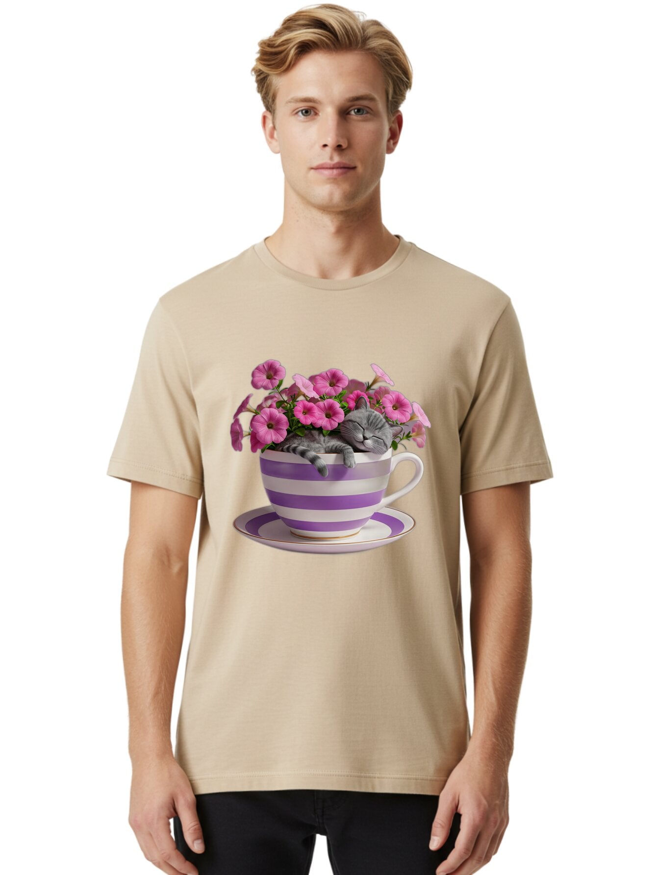 Cat-In-Tea-Cup-1 Men'S Graphic Tee, 100% Cotton, Comfortable Casual Summer Wear, Machine Washable, Vintage Camera, Old Camera, Antique Camera, Black Camera, Classic Photography, Photography Equipment, Nostalgic Device, Film Camera, Camera Art Bap218 16