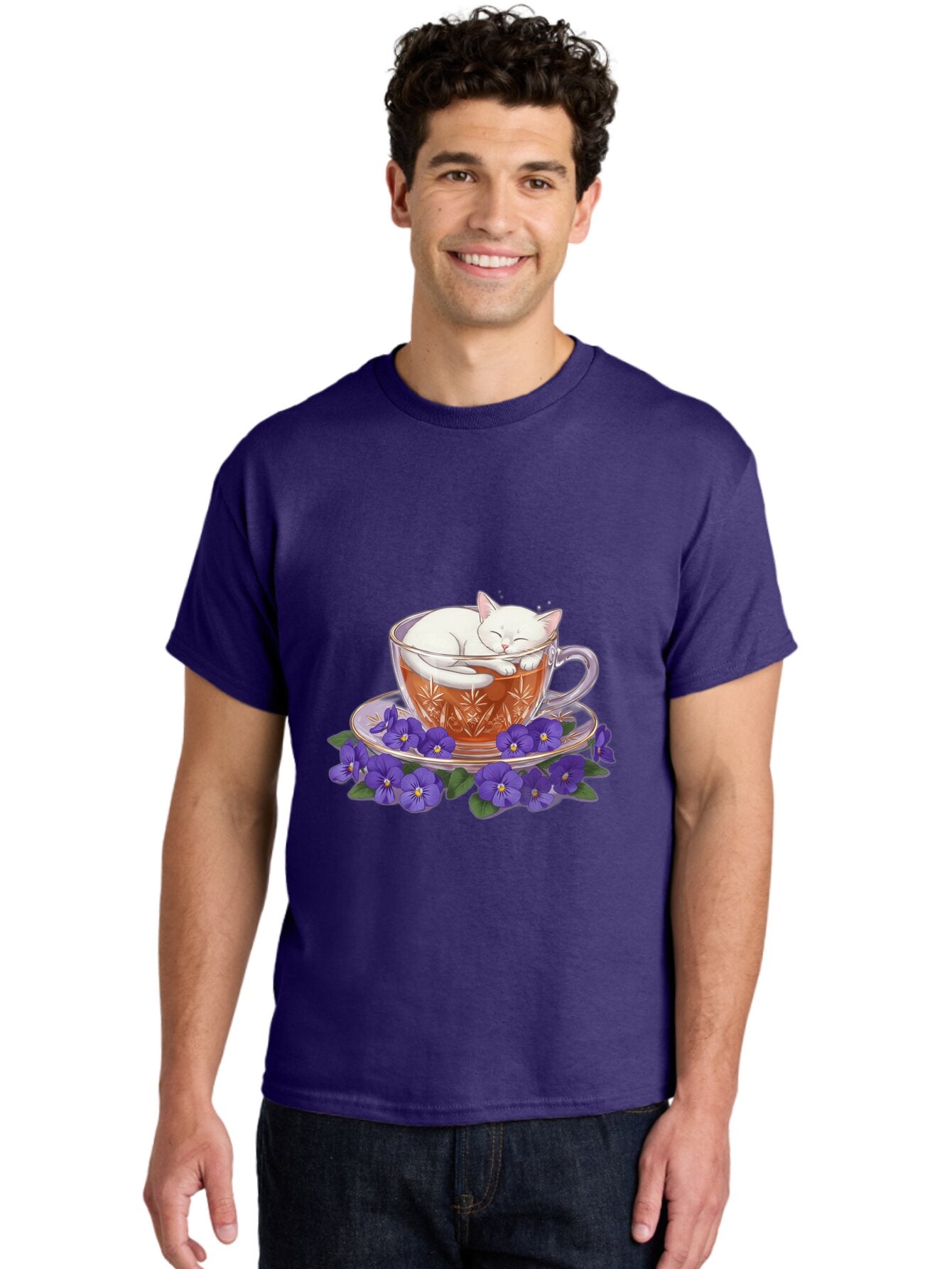 Cat-In-Tea-Cup-2 Men'S Graphic Tee, 100% Cotton, Comfortable Casual Summer Wear, Machine Washable, Vintage Camera, Old Camera, Antique Camera, Black Camera, Classic Photography, Photography Equipment, Nostalgic Device, Film Camera, Camera Art Bap219 16