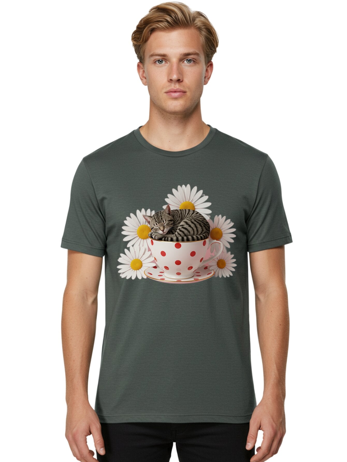 Cat-In-Tea-Cup Men'S Graphic Tee, 100% Cotton, Comfortable Casual Summer Wear, Machine Washable, Vintage Camera, Old Camera, Antique Camera, Black Camera, Classic Photography, Photography Equipment, Nostalgic Device, Film Camera, Camera Art Bap220 25