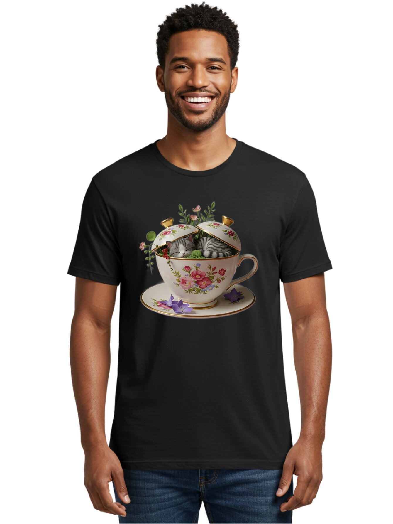 Cat-In-Teacup Men'S Graphic Tee, 100% Cotton, Comfortable Casual Summer Wear, Machine Washable, Vintage Camera, Old Camera, Antique Camera, Black Camera, Classic Photography, Photography Equipment, Nostalgic Device, Film Camera, Camera Art Bap221 25
