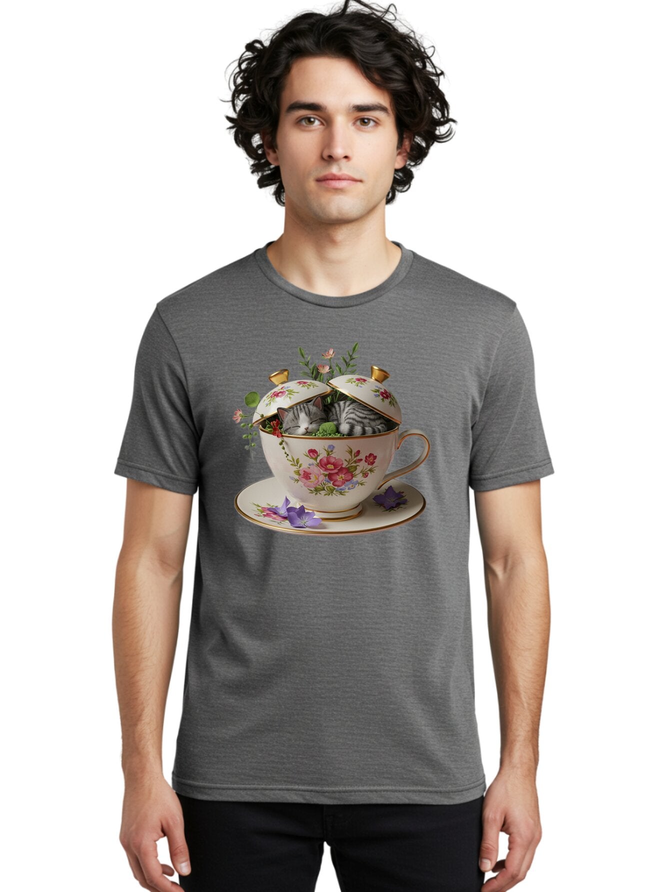 Cat-In-Teacup Men'S Graphic Tee, 100% Cotton, Comfortable Casual Summer Wear, Machine Washable, Vintage Camera, Old Camera, Antique Camera, Black Camera, Classic Photography, Photography Equipment, Nostalgic Device, Film Camera, Camera Art Bap221 22