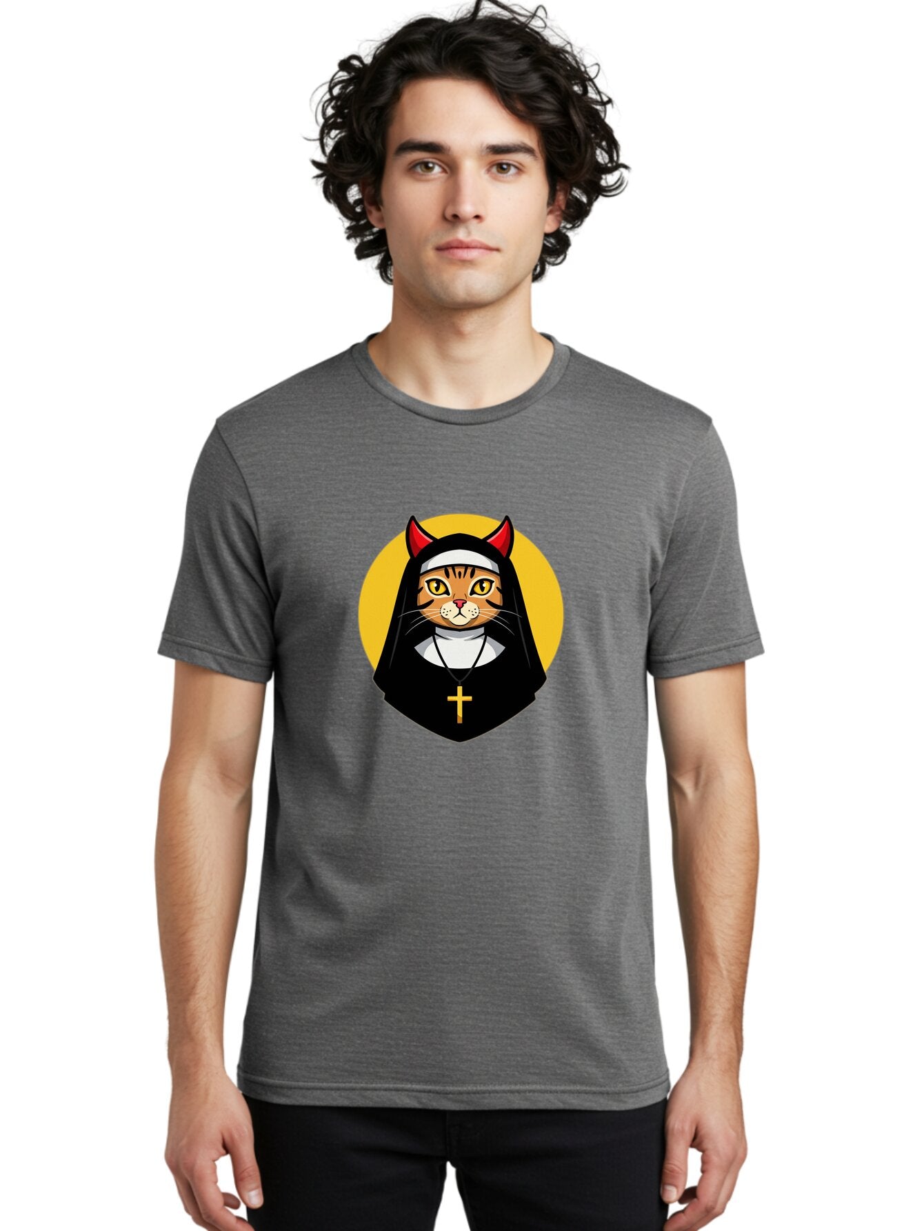 Cat-Nun-3 Men'S Graphic Tee, 100% Cotton, Comfortable Casual Summer Wear, Machine Washable, Vintage Camera, Old Camera, Antique Camera, Black Camera, Classic Photography, Photography Equipment, Nostalgic Device, Film Camera, Camera Art Bap226 20