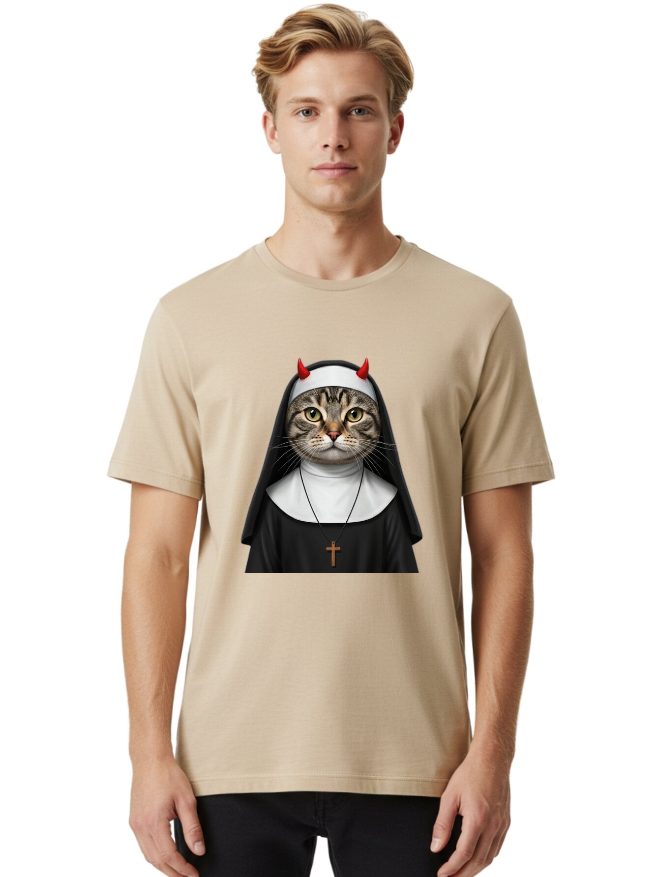 Cat-Nun-With-Devil-Horns Men'S Graphic Tee, 100% Cotton, Comfortable Casual Summer Wear, Machine Washable, Vintage Camera, Old Camera, Antique Camera, Black Camera, Classic Photography, Photography Equipment, Nostalgic Device, Film Camera, Bap228 22
