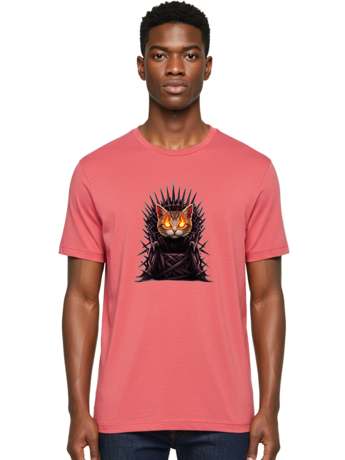 Cat-On-Iron-Throne-1 Men'S Graphic Tee, 100% Cotton, Comfortable Casual Summer Wear, Machine Washable, Vintage Camera, Old Camera, Antique Camera, Black Camera, Classic Photography, Photography Equipment, Nostalgic Device, Film Camera, Bap230 30