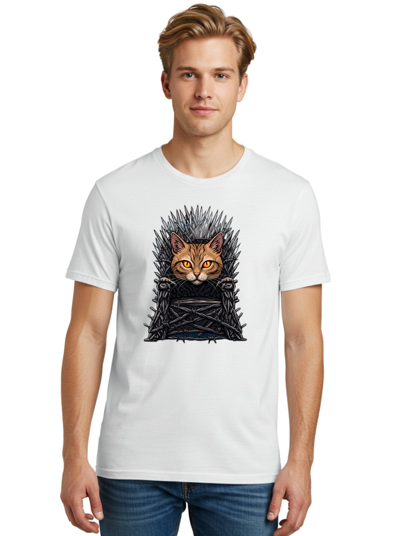 Cat-On-Iron-Throne-2 Men'S Graphic Tee, 100% Cotton, Comfortable Casual Summer Wear, Machine Washable, Vintage Camera, Old Camera, Antique Camera, Black Camera, Classic Photography, Photography Equipment, Nostalgic Device, Film Camera, Bap231 29