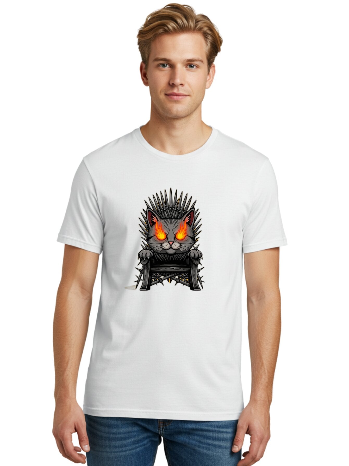 Cat-On-Iron-Throne Men'S Graphic Tee, 100% Cotton, Comfortable Casual Summer Wear, Machine Washable, Vintage Camera, Old Camera, Antique Camera, Black Camera, Classic Photography, Photography Equipment, Nostalgic Device, Film Camera, Bap232 25