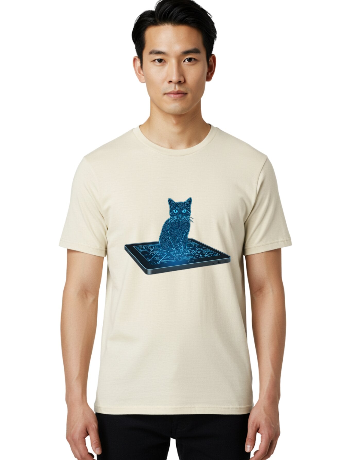 Cat-On-Tablet Men'S Graphic Tee, 100% Cotton, Comfortable Casual Summer Wear, Machine Washable, Vintage Camera, Old Camera, Antique Camera, Black Camera, Classic Photography, Photography Equipment, Nostalgic Device, Film Camera, Camera Art Bap233 25