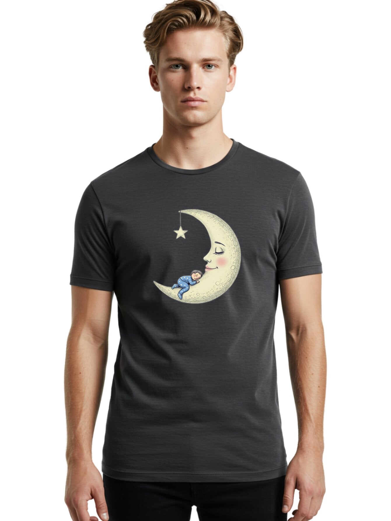 Child-Sleeping-On-Crescent-Moon Men'S Graphic Tee, 100% Cotton, Comfortable Casual Summer Wear, Machine Washable, Vintage Camera, Old Camera, Antique Camera, Black Camera, Classic Photography, Photography Equipment, Nostalgic Device, Bap251 16