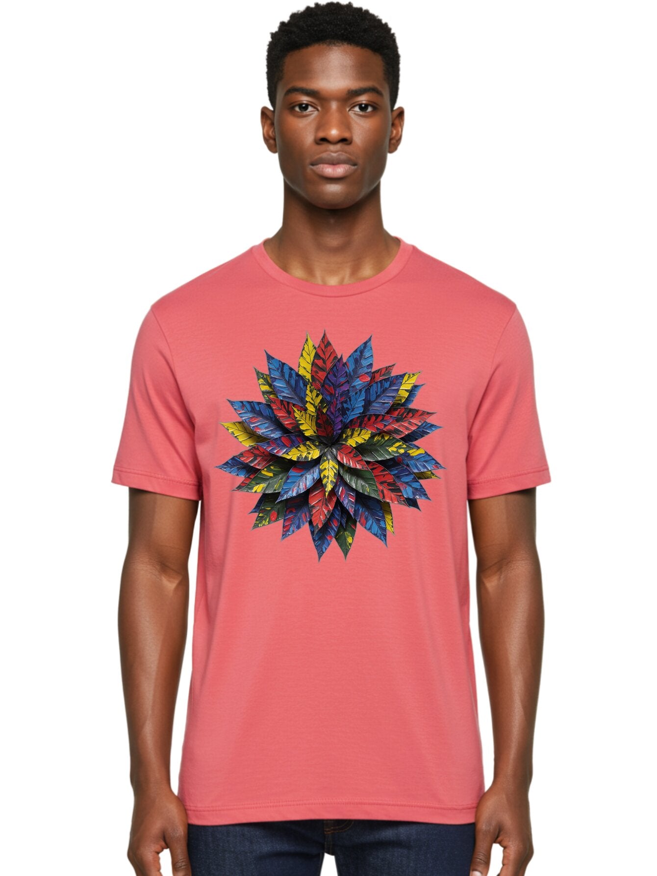 Colorful-Leaves-Mandala Men'S Graphic Tee, 100% Cotton, Comfortable Casual Summer Wear, Machine Washable, Vintage Camera, Old Camera, Antique Camera, Black Camera, Classic Photography, Photography Equipment, Nostalgic Device, Film Camera, Bap269 16