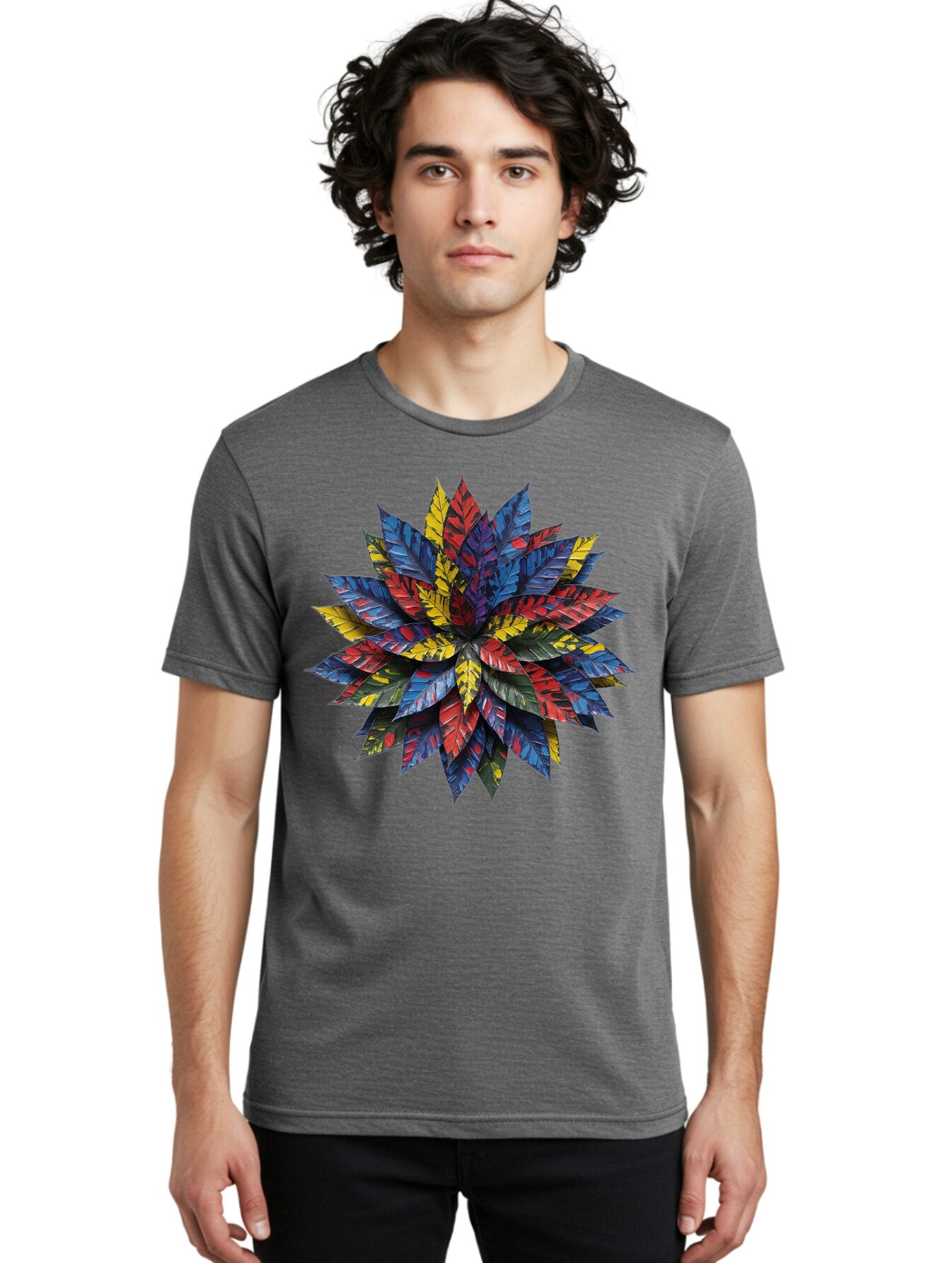 Colorful-Leaves-Mandala Men'S Graphic Tee, 100% Cotton, Comfortable Casual Summer Wear, Machine Washable, Vintage Camera, Old Camera, Antique Camera, Black Camera, Classic Photography, Photography Equipment, Nostalgic Device, Film Camera, Bap269 24