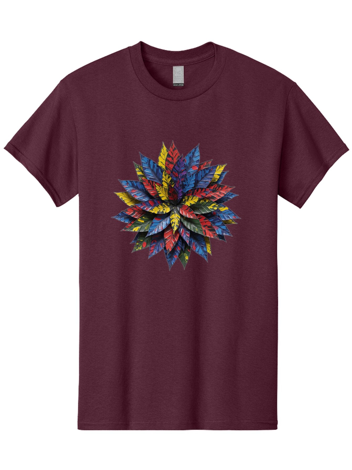 Colorful-Leaves-Mandala Men'S Graphic Tee, 100% Cotton, Comfortable Casual Summer Wear, Machine Washable, Vintage Camera, Old Camera, Antique Camera, Black Camera, Classic Photography, Photography Equipment, Nostalgic Device, Film Camera, Bap269 4