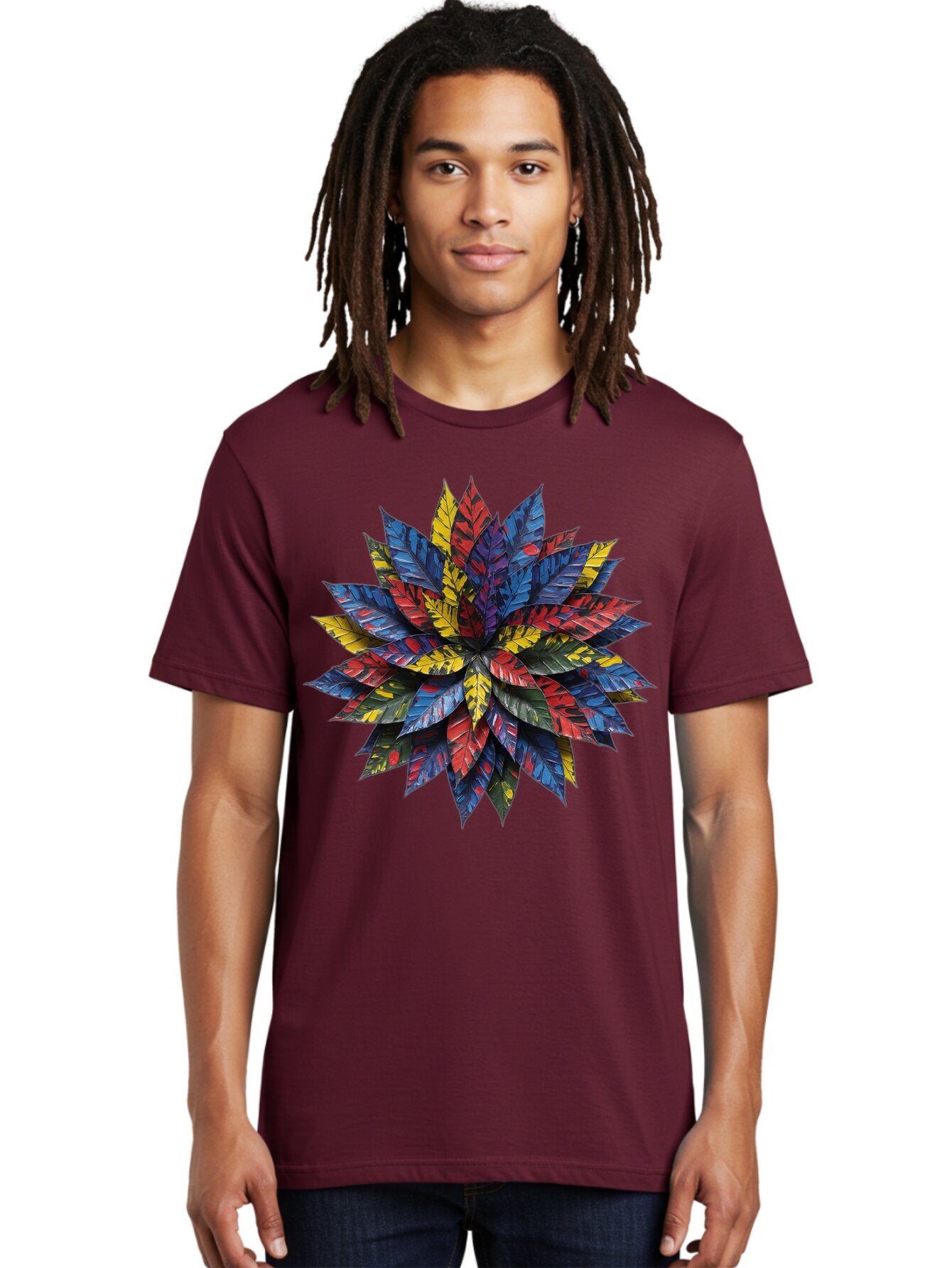 Colorful-Leaves-Mandala Men'S Graphic Tee, 100% Cotton, Comfortable Casual Summer Wear, Machine Washable, Vintage Camera, Old Camera, Antique Camera, Black Camera, Classic Photography, Photography Equipment, Nostalgic Device, Film Camera, Bap269 18