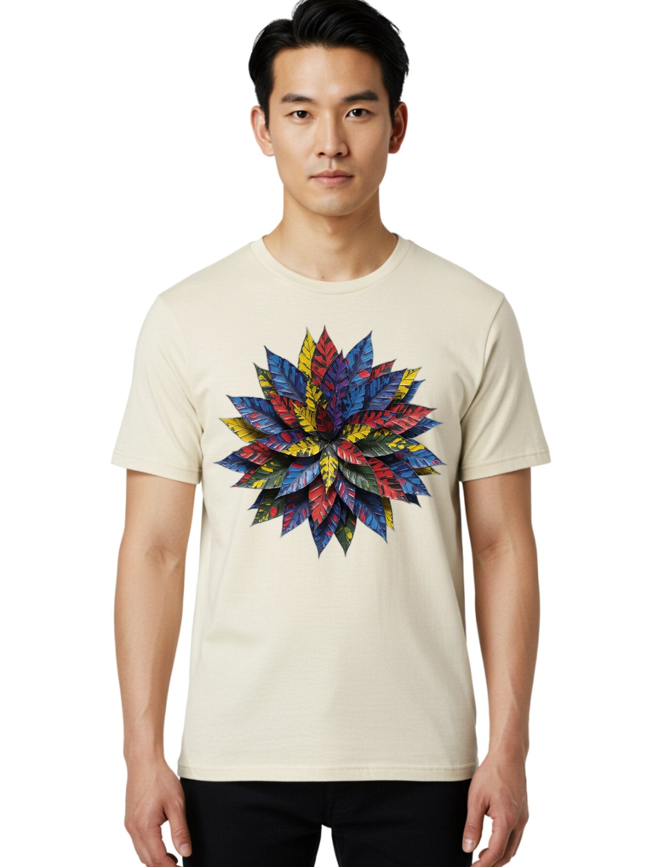 Colorful-Leaves-Mandala Men'S Graphic Tee, 100% Cotton, Comfortable Casual Summer Wear, Machine Washable, Vintage Camera, Old Camera, Antique Camera, Black Camera, Classic Photography, Photography Equipment, Nostalgic Device, Film Camera, Bap269 30