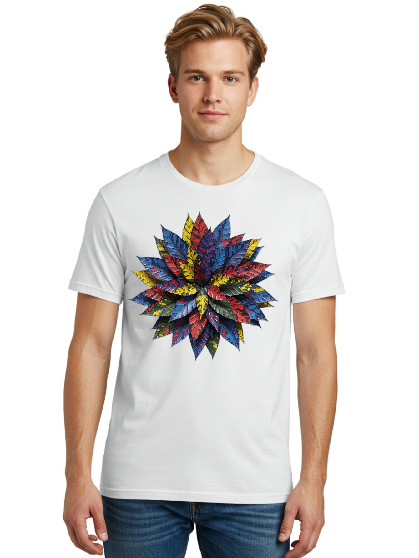 Colorful-Leaves-Mandala Men'S Graphic Tee, 100% Cotton, Comfortable Casual Summer Wear, Machine Washable, Vintage Camera, Old Camera, Antique Camera, Black Camera, Classic Photography, Photography Equipment, Nostalgic Device, Film Camera, Bap269 22