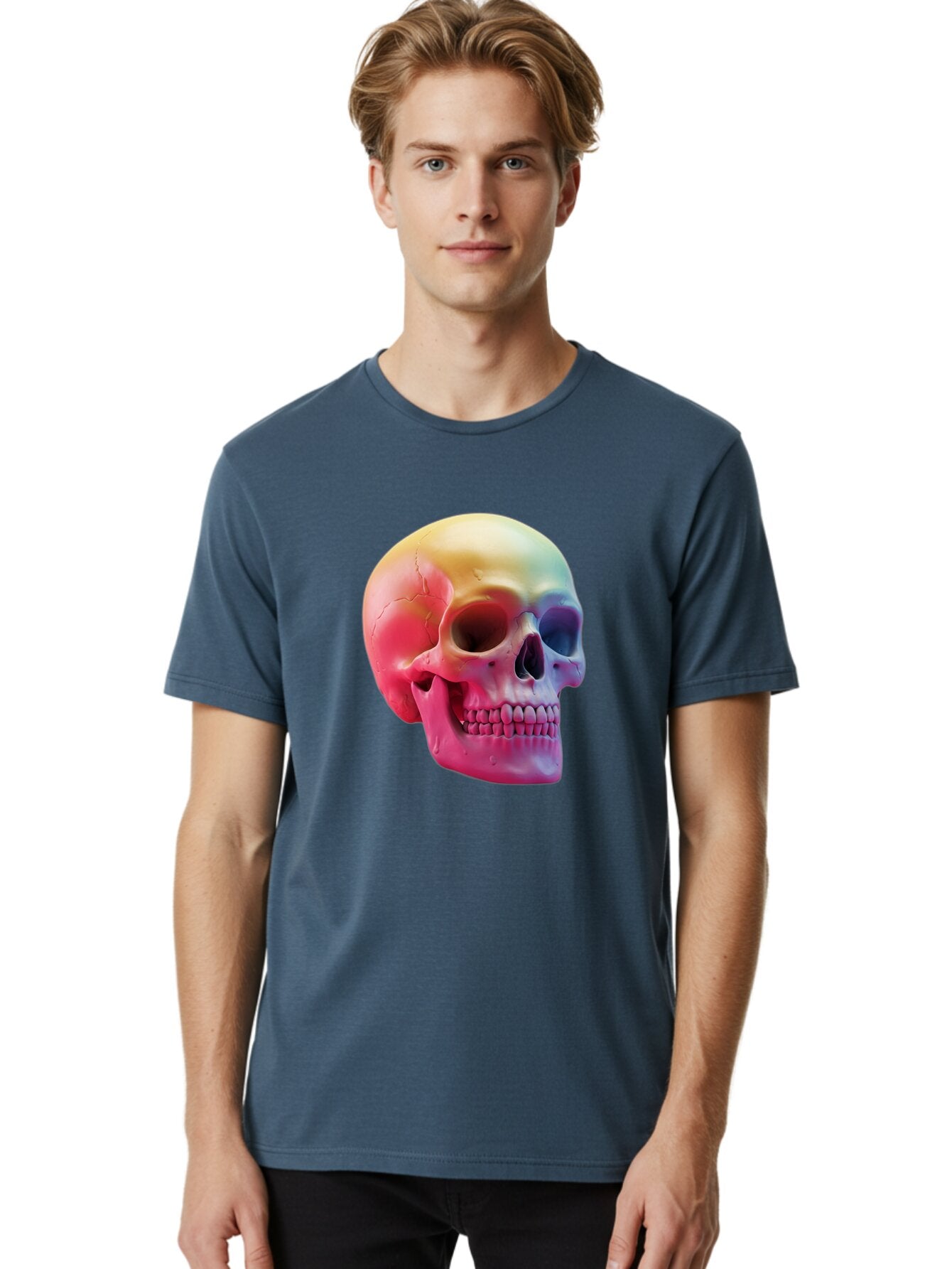 Colorful-Skull-1 Men'S Graphic Tee, 100% Cotton, Comfortable Casual Summer Wear, Machine Washable, Vintage Camera, Old Camera, Antique Camera, Black Camera, Classic Photography, Photography Equipment, Nostalgic Device, Film Camera, Camera Art Bap270 19