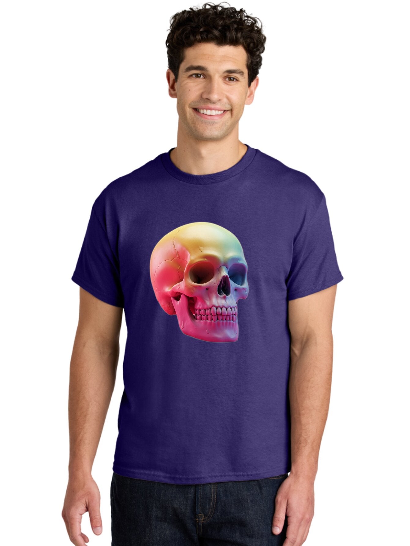 Colorful-Skull-1 Men'S Graphic Tee, 100% Cotton, Comfortable Casual Summer Wear, Machine Washable, Vintage Camera, Old Camera, Antique Camera, Black Camera, Classic Photography, Photography Equipment, Nostalgic Device, Film Camera, Camera Art Bap270 30