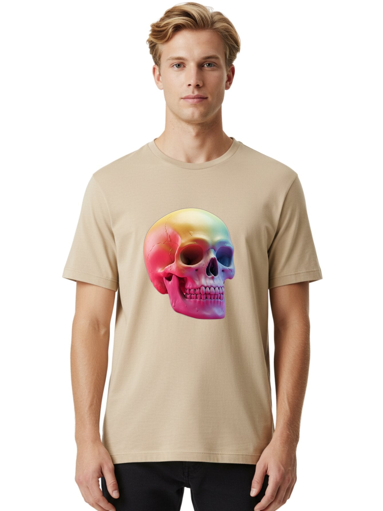 Colorful-Skull-1 Men'S Graphic Tee, 100% Cotton, Comfortable Casual Summer Wear, Machine Washable, Vintage Camera, Old Camera, Antique Camera, Black Camera, Classic Photography, Photography Equipment, Nostalgic Device, Film Camera, Camera Art Bap270 20