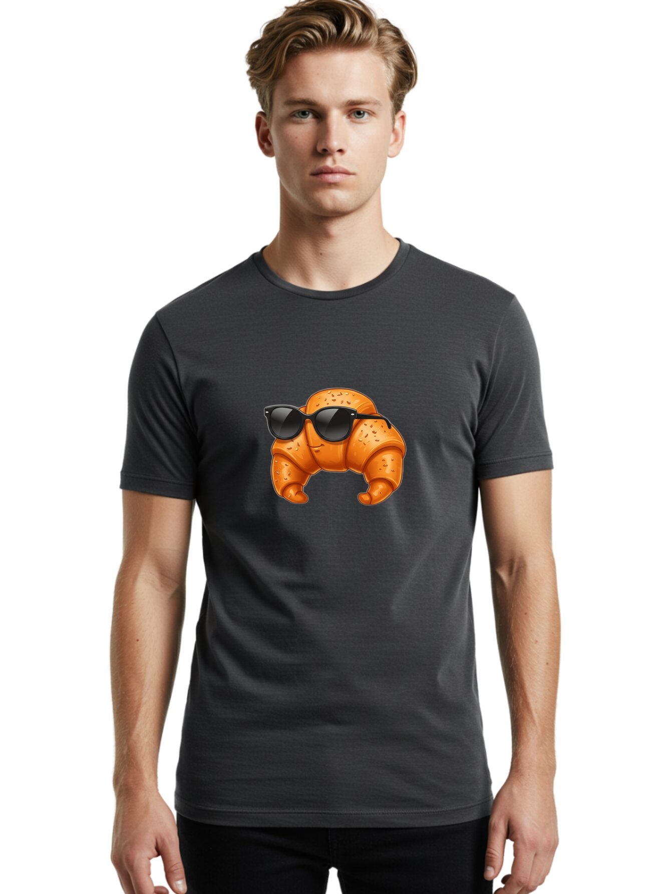 Croissant-With-Sunglasses Men'S Graphic Tee, 100% Cotton, Comfortable Casual Summer Wear, Machine Washable, Vintage Camera, Old Camera, Antique Camera, Black Camera, Classic Photography, Photography Equipment, Nostalgic Device, Film Camera, Bap301 27