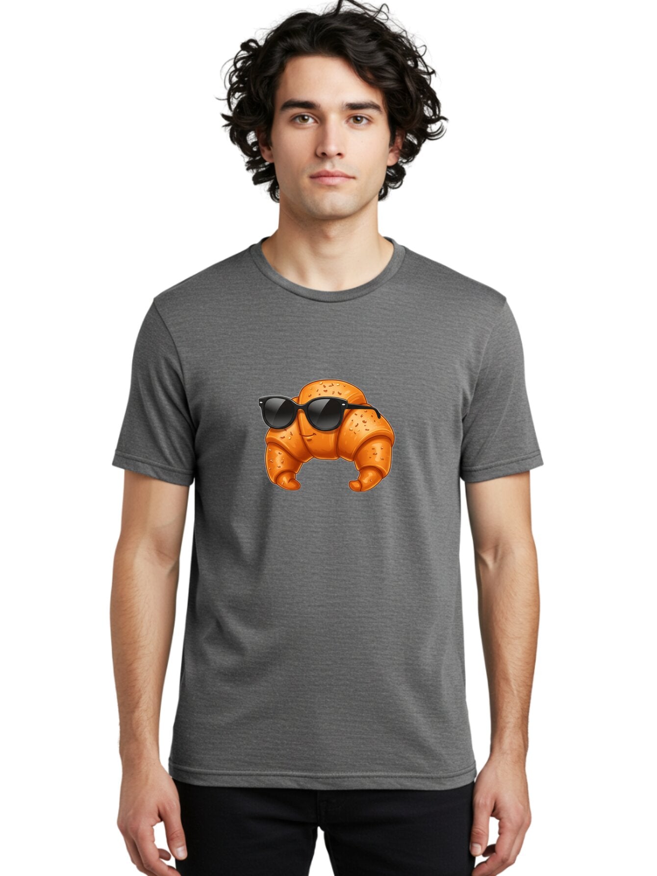 Croissant-With-Sunglasses Men'S Graphic Tee, 100% Cotton, Comfortable Casual Summer Wear, Machine Washable, Vintage Camera, Old Camera, Antique Camera, Black Camera, Classic Photography, Photography Equipment, Nostalgic Device, Film Camera, Bap301 20