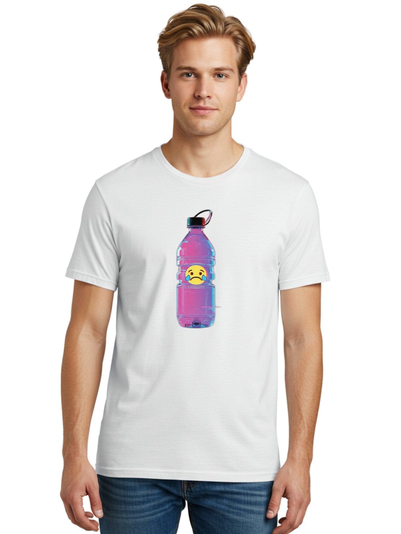 Crying-Face-Water-Bottle Men'S Graphic Tee, 100% Cotton, Comfortable Casual Summer Wear, Machine Washable, Vintage Camera, Old Camera, Antique Camera, Black Camera, Classic Photography, Photography Equipment, Nostalgic Device, Film Camera, Bap312 16