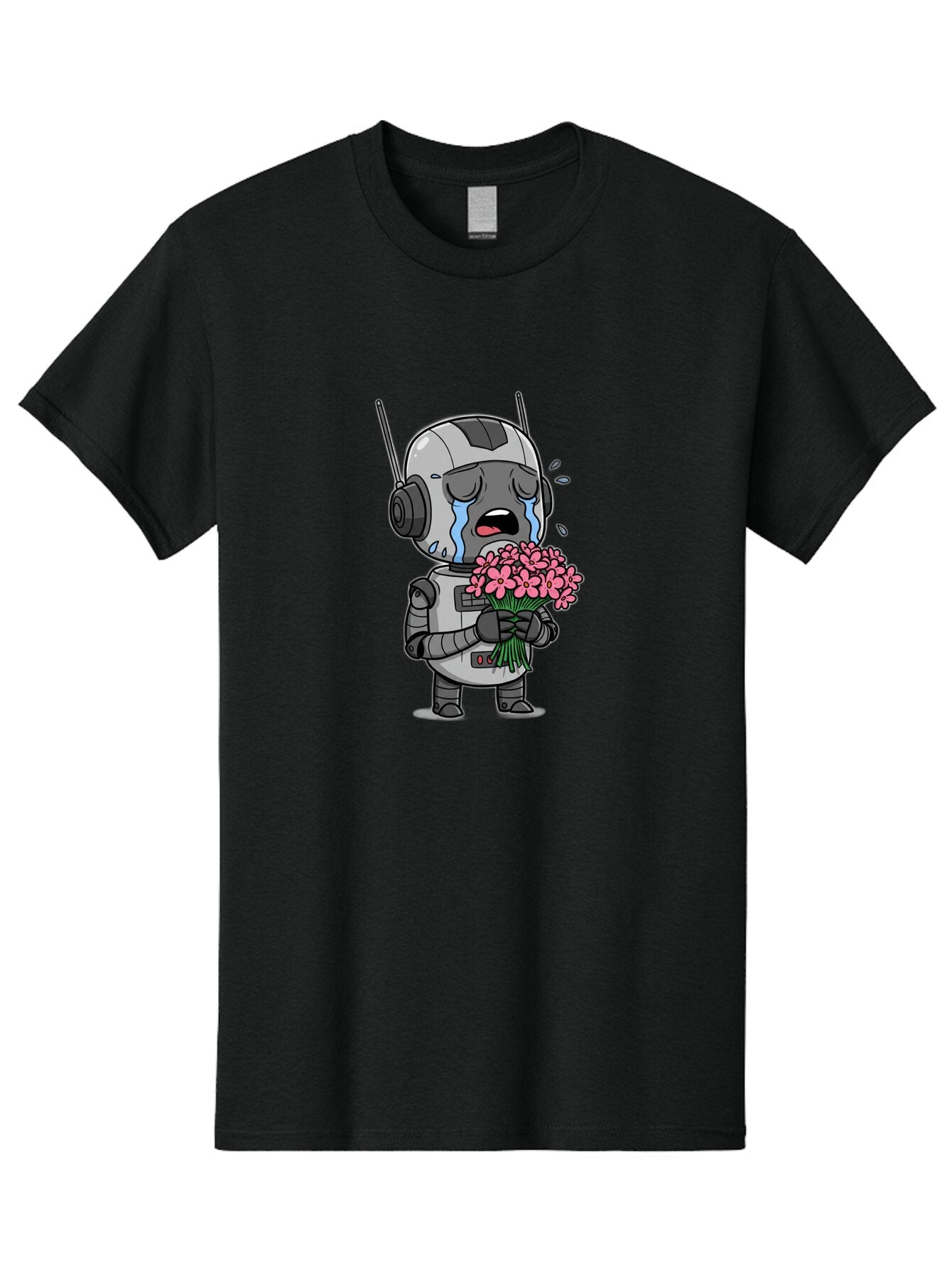Crying-Robot-With-Flowers Men'S Graphic Tee, 100% Cotton, Comfortable Casual Summer Wear, Machine Washable, Vintage Camera, Old Camera, Antique Camera, Black Camera, Classic Photography, Photography Equipment, Nostalgic Device, Film Camera, Bap315 11