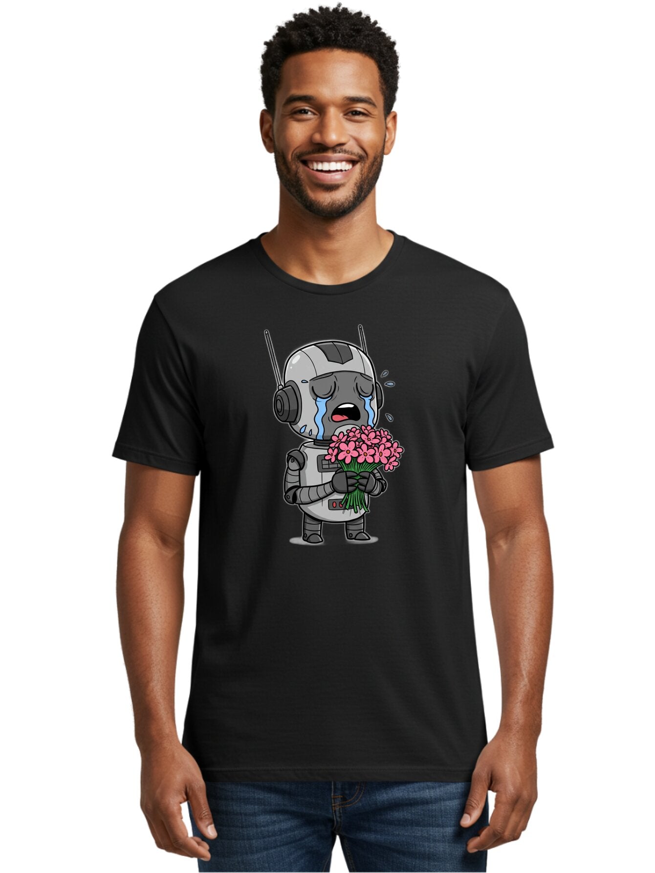 Crying-Robot-With-Flowers Men'S Graphic Tee, 100% Cotton, Comfortable Casual Summer Wear, Machine Washable, Vintage Camera, Old Camera, Antique Camera, Black Camera, Classic Photography, Photography Equipment, Nostalgic Device, Film Camera, Bap315 27