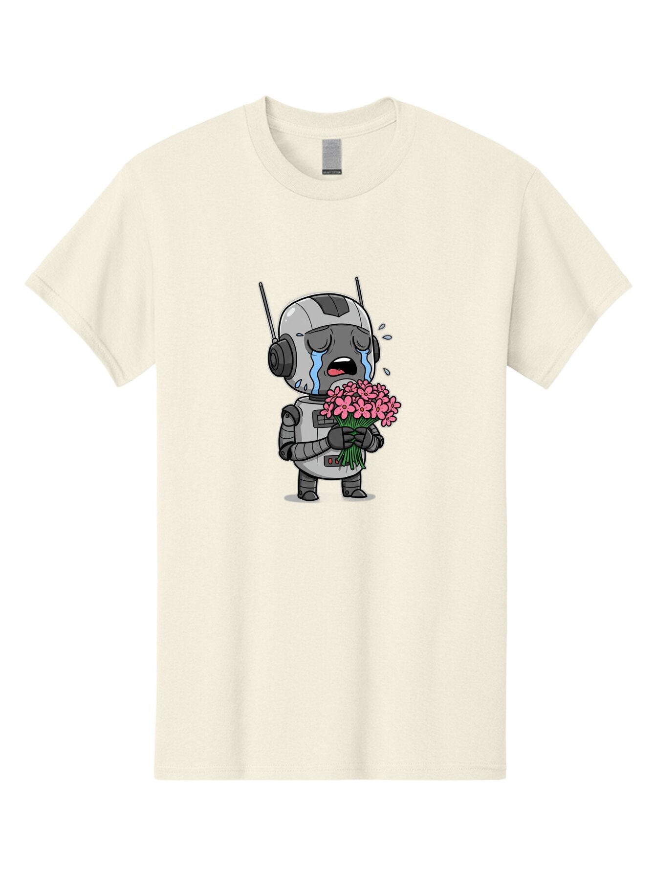Crying-Robot-With-Flowers Men'S Graphic Tee, 100% Cotton, Comfortable Casual Summer Wear, Machine Washable, Vintage Camera, Old Camera, Antique Camera, Black Camera, Classic Photography, Photography Equipment, Nostalgic Device, Film Camera, Bap315 15