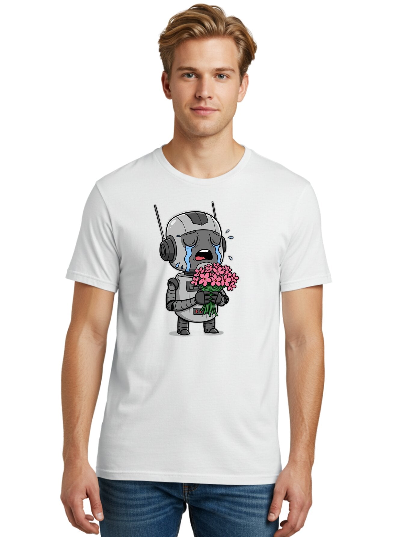 Crying-Robot-With-Flowers Men'S Graphic Tee, 100% Cotton, Comfortable Casual Summer Wear, Machine Washable, Vintage Camera, Old Camera, Antique Camera, Black Camera, Classic Photography, Photography Equipment, Nostalgic Device, Film Camera, Bap315 28