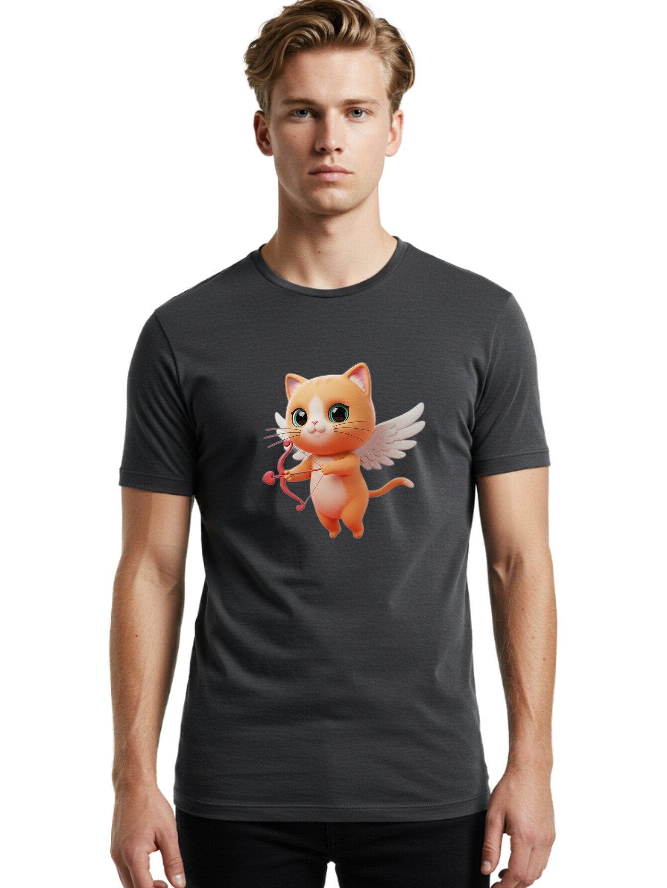 Cupid-Cat-1 Men'S Graphic Tee, 100% Cotton, Comfortable Casual Summer Wear, Machine Washable, Vintage Camera, Old Camera, Antique Camera, Black Camera, Classic Photography, Photography Equipment, Nostalgic Device, Film Camera, Camera Art Bap324 19