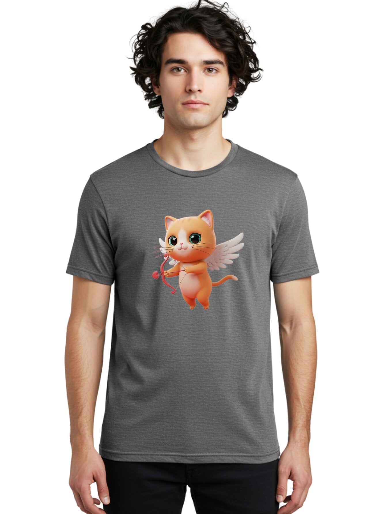 Cupid-Cat-1 Men'S Graphic Tee, 100% Cotton, Comfortable Casual Summer Wear, Machine Washable, Vintage Camera, Old Camera, Antique Camera, Black Camera, Classic Photography, Photography Equipment, Nostalgic Device, Film Camera, Camera Art Bap324 16