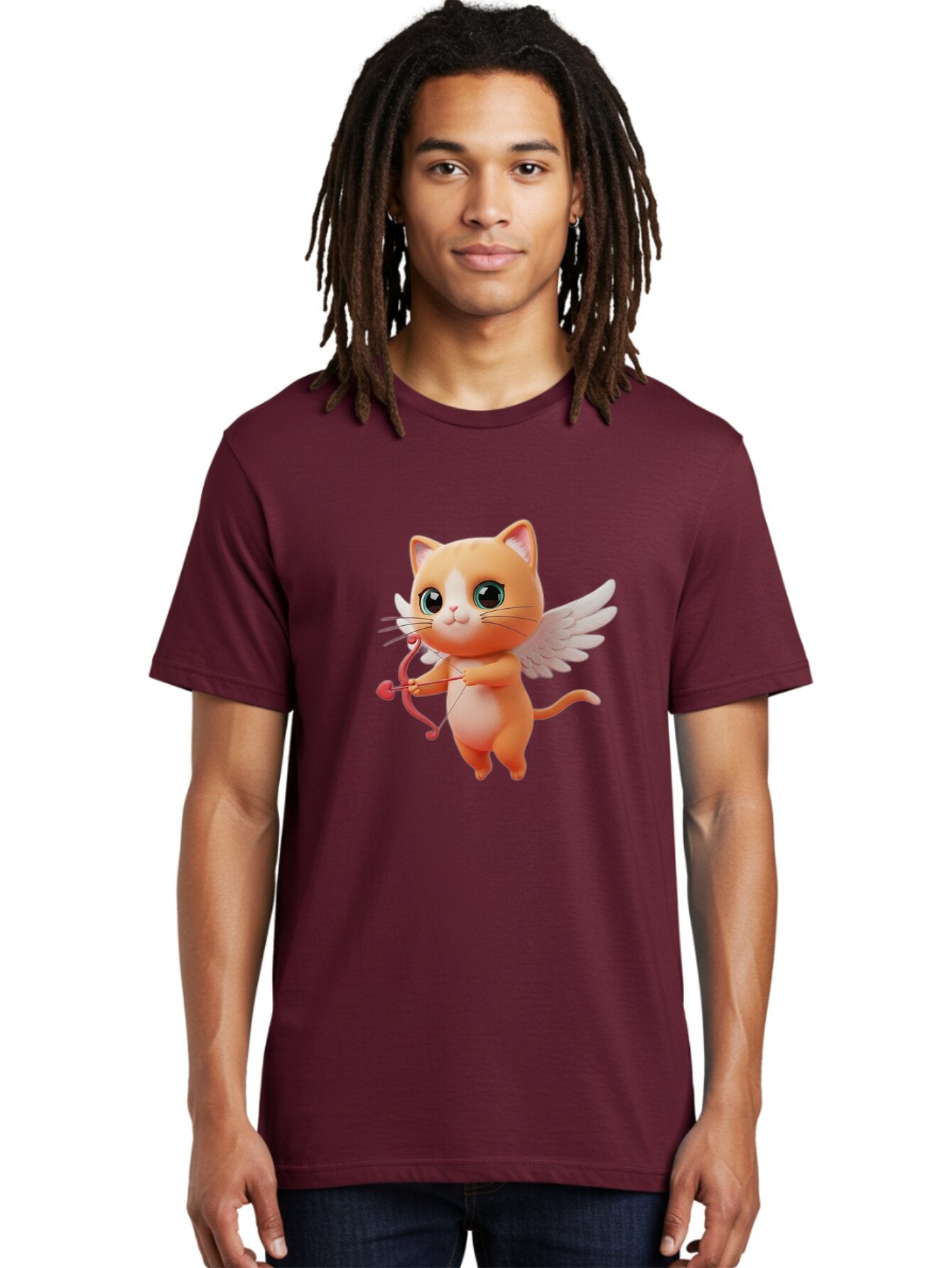 Cupid-Cat-1 Men'S Graphic Tee, 100% Cotton, Comfortable Casual Summer Wear, Machine Washable, Vintage Camera, Old Camera, Antique Camera, Black Camera, Classic Photography, Photography Equipment, Nostalgic Device, Film Camera, Camera Art Bap324 23