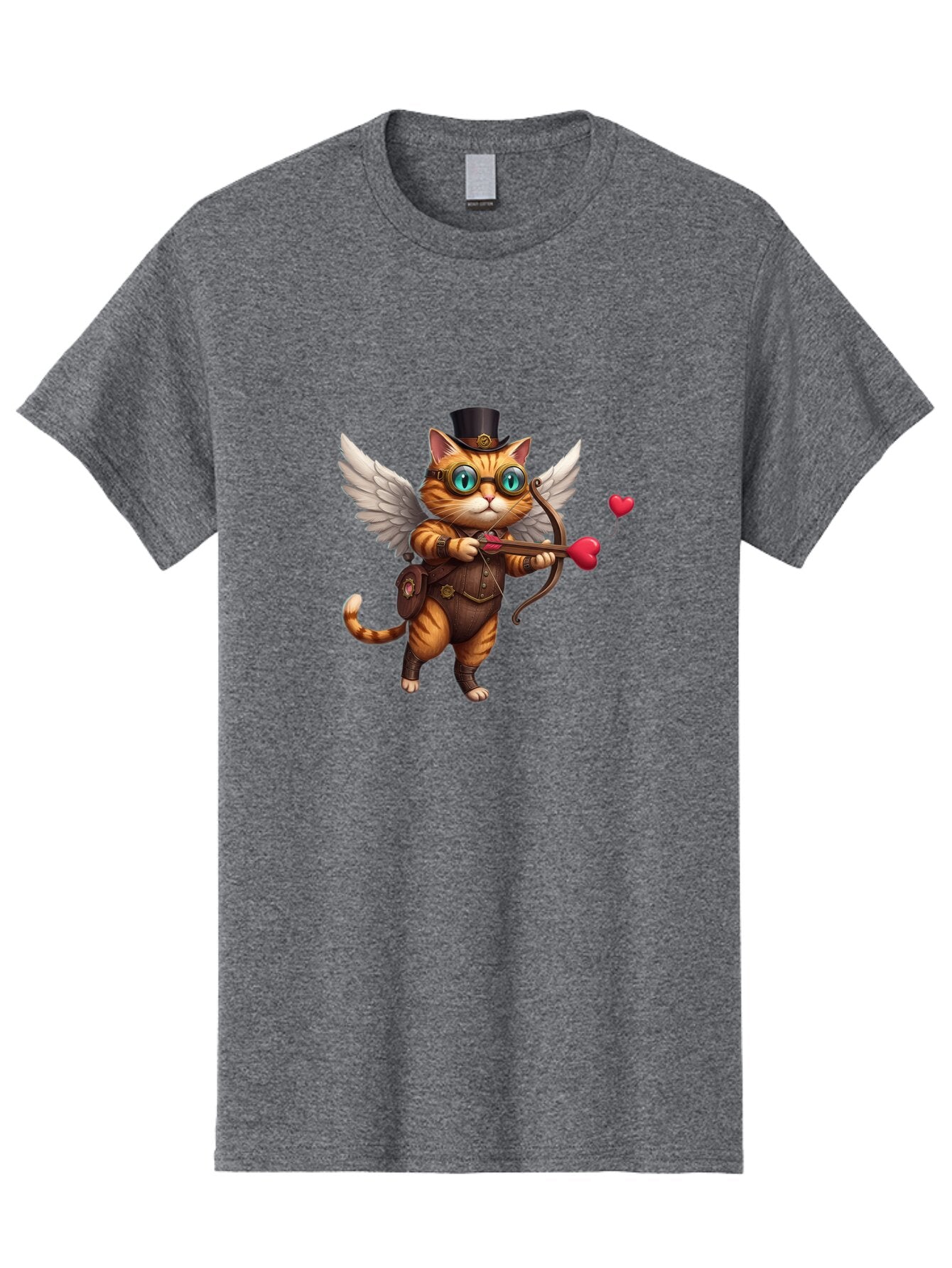 Cupid-Cat-2 Men'S Graphic Tee, 100% Cotton, Comfortable Casual Summer Wear, Machine Washable, Vintage Camera, Old Camera, Antique Camera, Black Camera, Classic Photography, Photography Equipment, Nostalgic Device, Film Camera, Camera Art Bap325