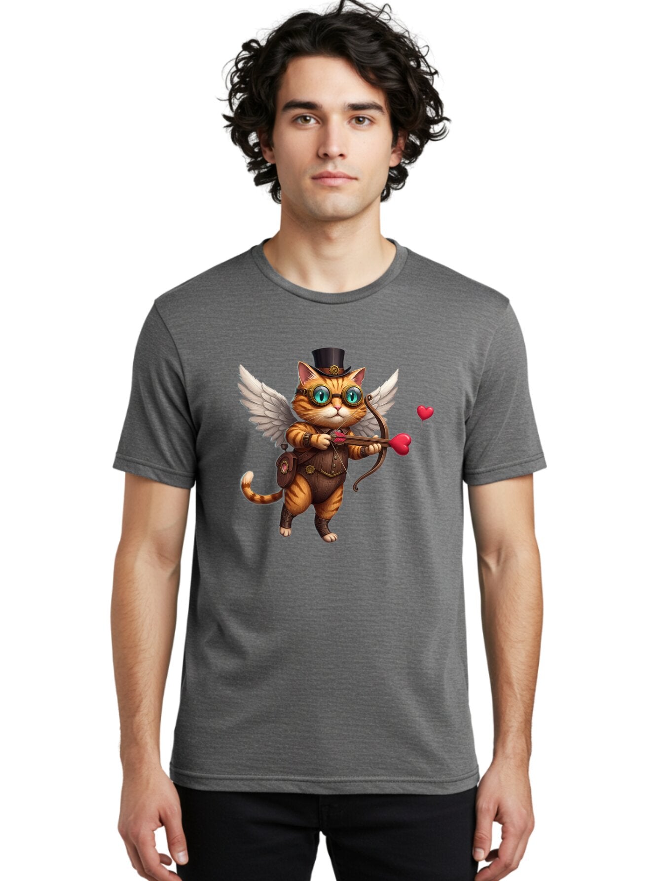 Cupid-Cat-2 Men'S Graphic Tee, 100% Cotton, Comfortable Casual Summer Wear, Machine Washable, Vintage Camera, Old Camera, Antique Camera, Black Camera, Classic Photography, Photography Equipment, Nostalgic Device, Film Camera, Camera Art Bap325 21