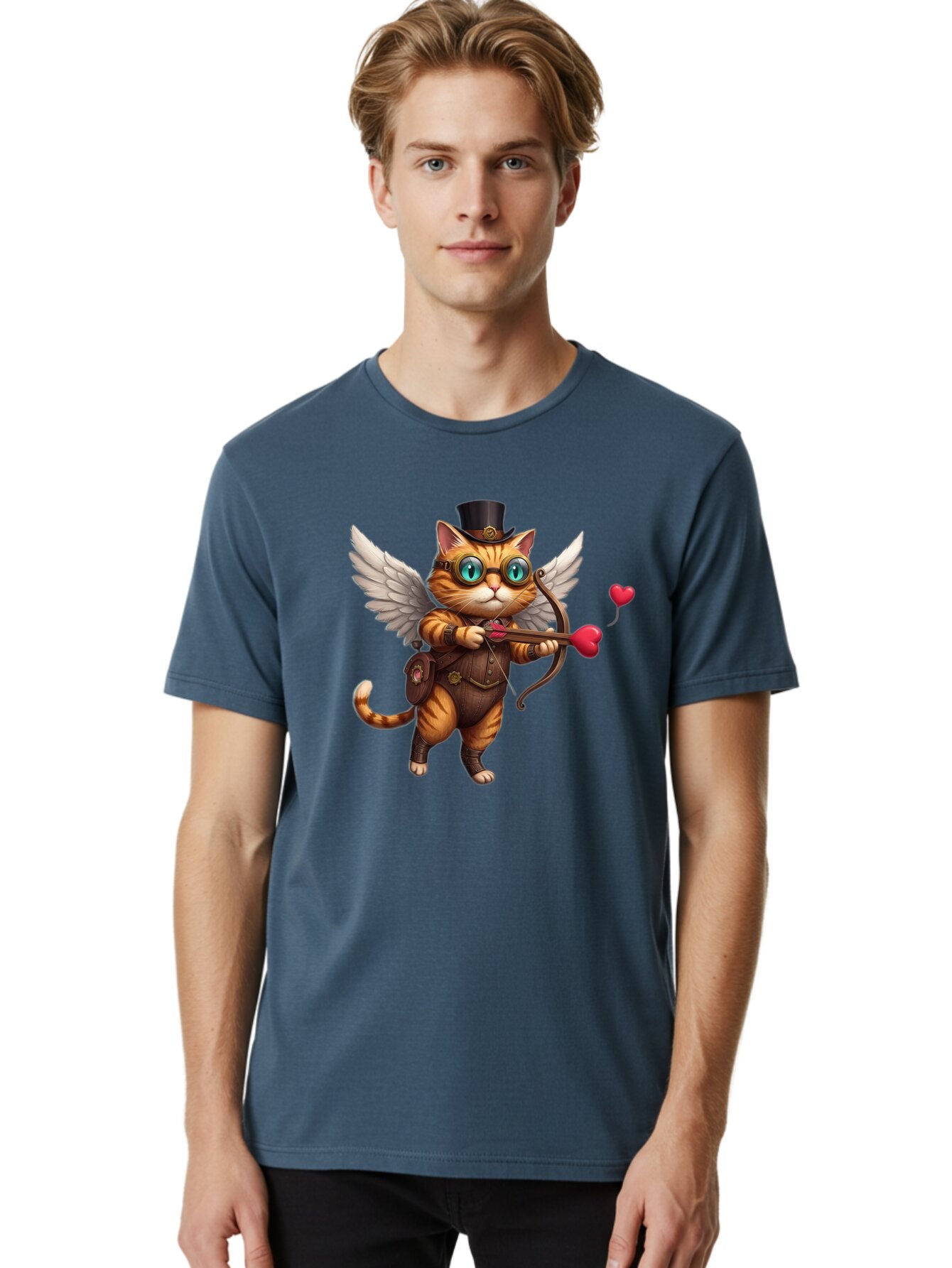 Cupid-Cat-2 Men'S Graphic Tee, 100% Cotton, Comfortable Casual Summer Wear, Machine Washable, Vintage Camera, Old Camera, Antique Camera, Black Camera, Classic Photography, Photography Equipment, Nostalgic Device, Film Camera, Camera Art Bap325 22